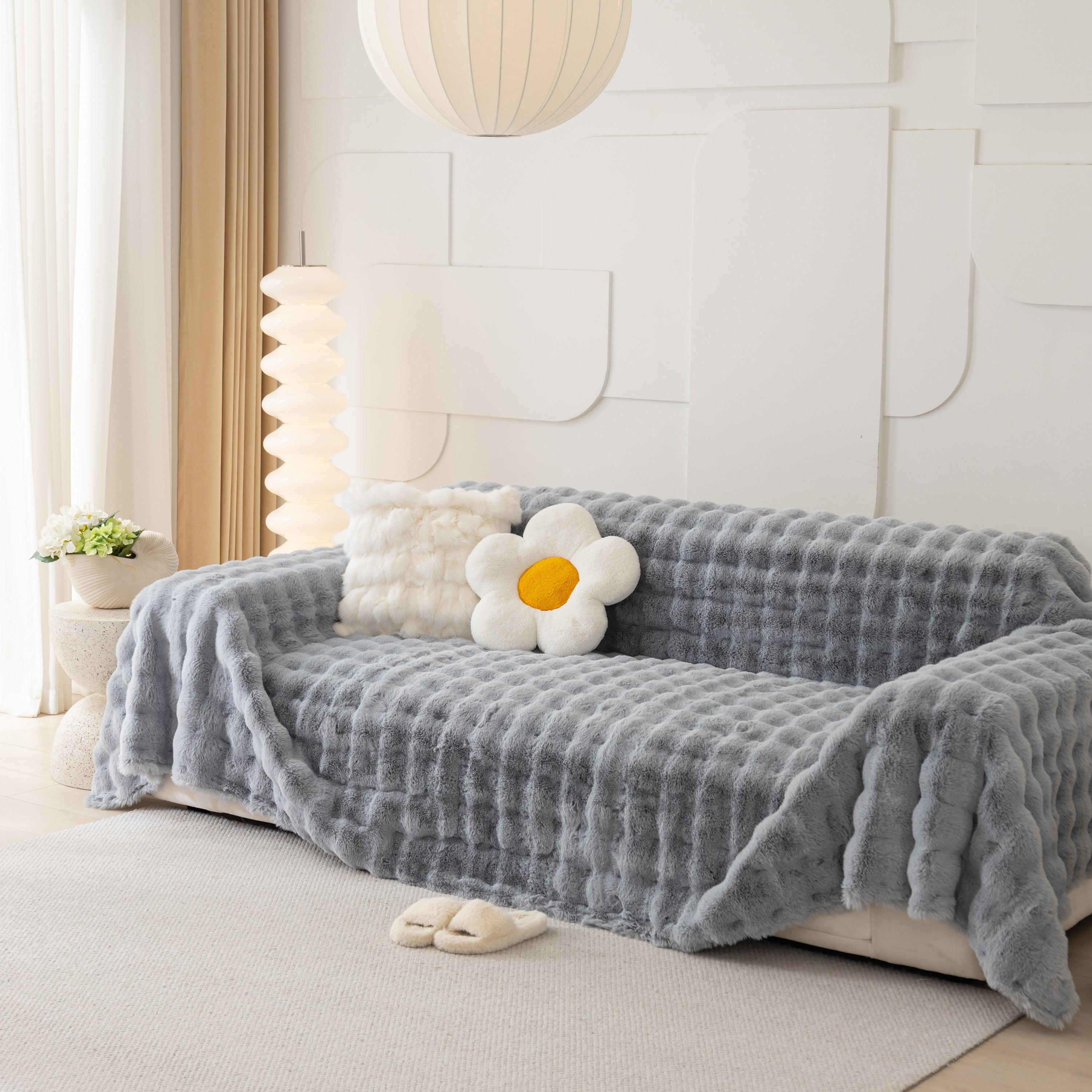 Faux Rabbit Fur Throws For Sofas, Stylish Throw Blankets For Couch And Couch Throw Cover