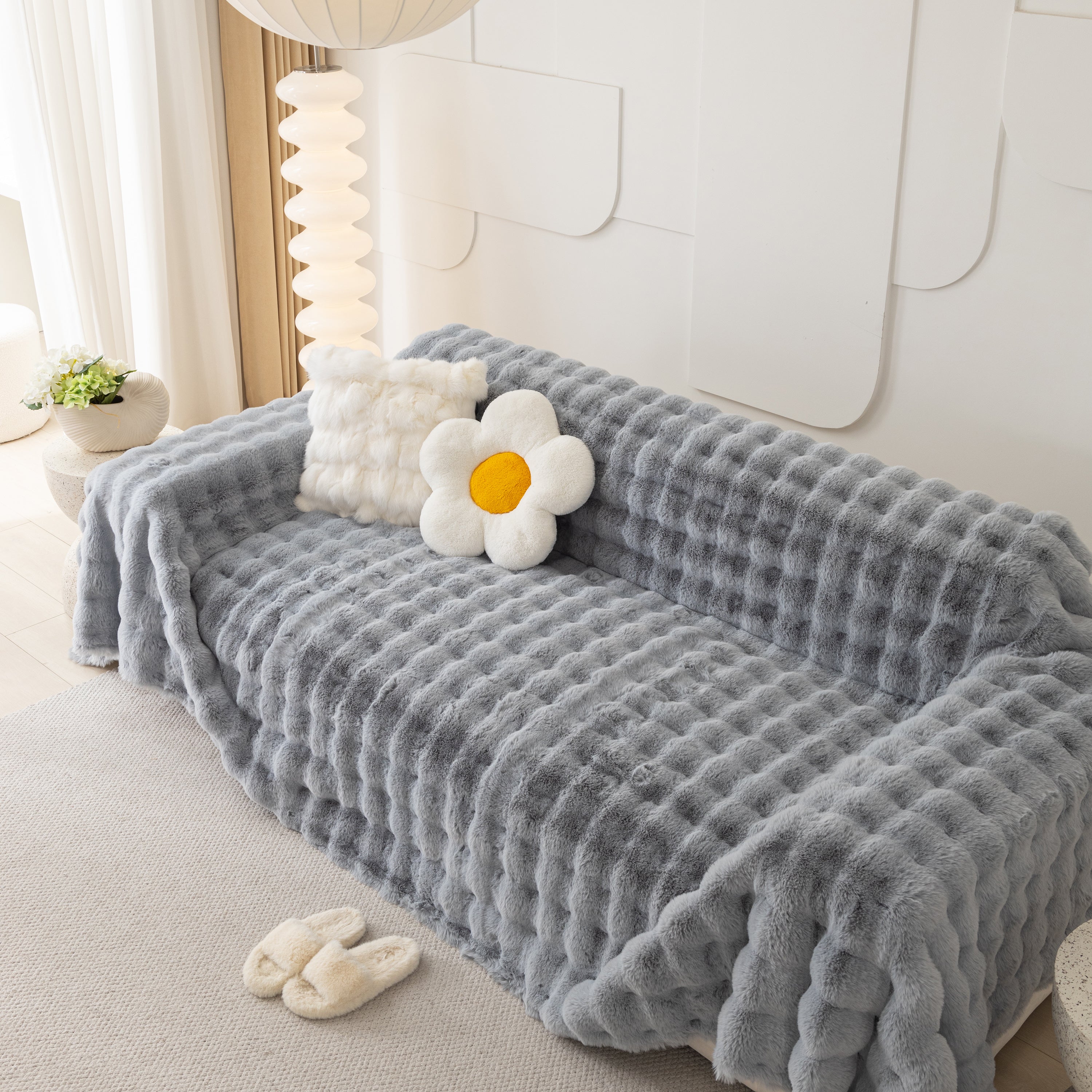 Faux Rabbit Fur Throws For Sofas, Stylish Throw Blankets For Couch And Couch Throw Cover