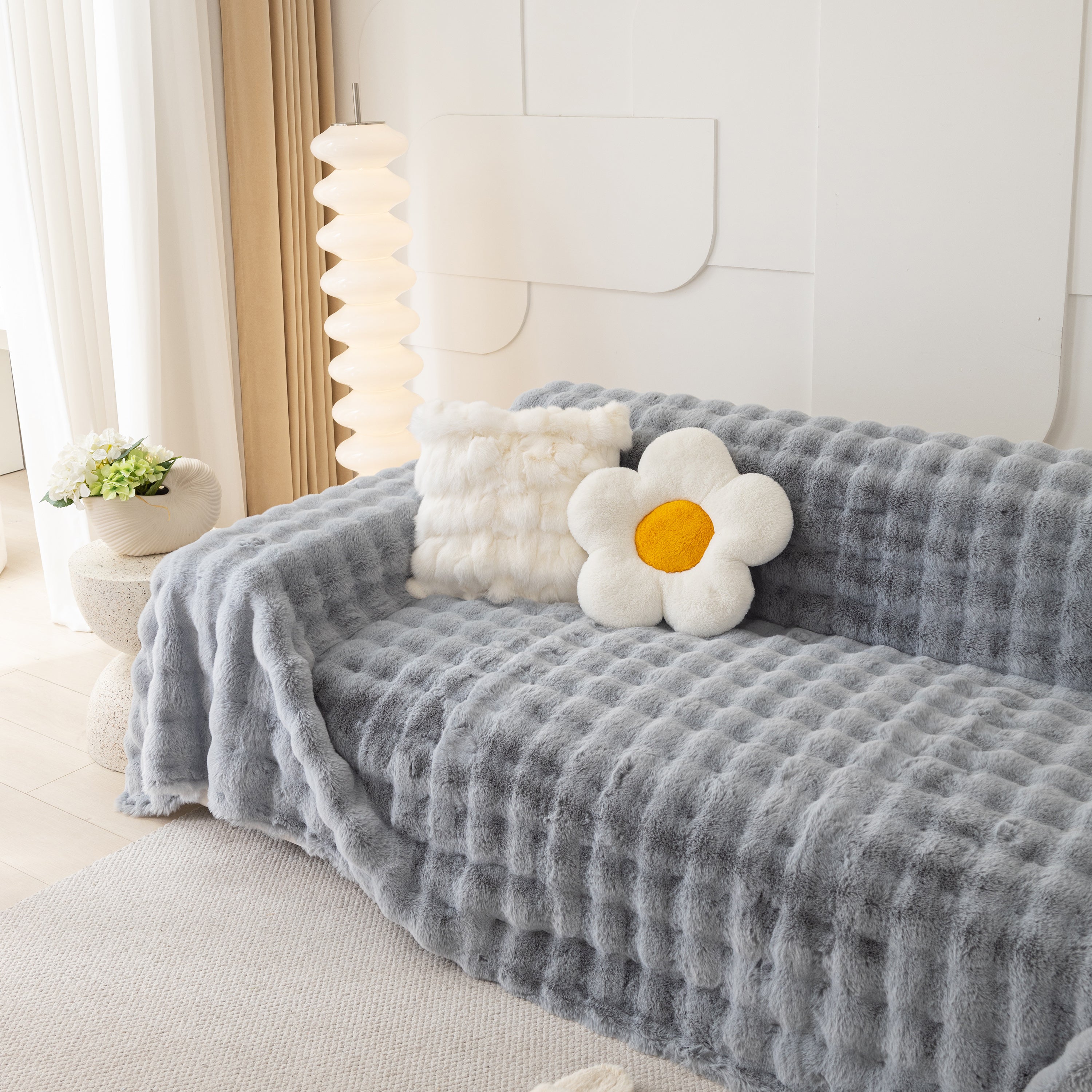 Faux Rabbit Fur Throws For Sofas, Stylish Throw Blankets For Couch And Couch Throw Cover