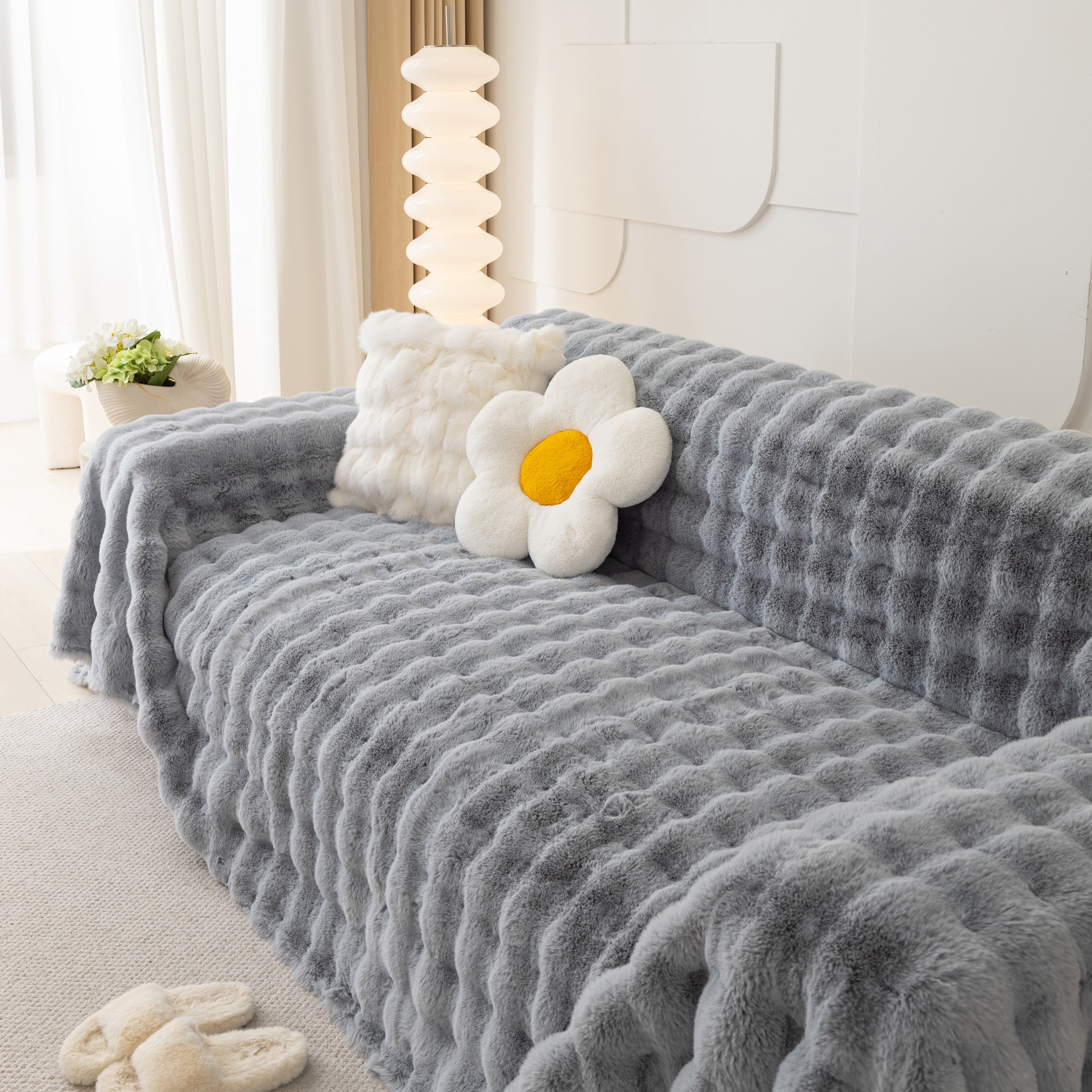 Faux Rabbit Fur Throws For Sofas, Stylish Throw Blankets For Couch And Couch Throw Cover