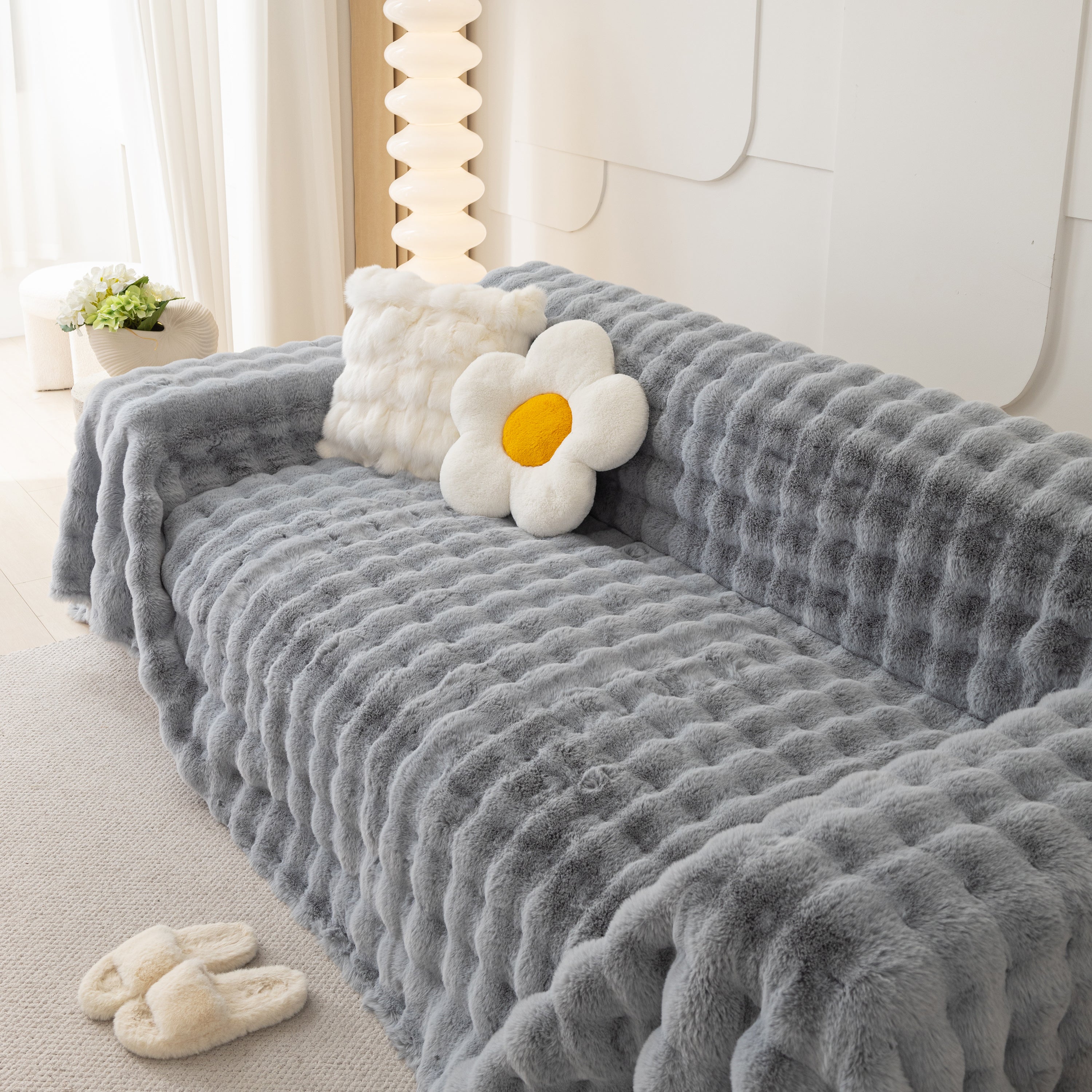 Faux Rabbit Fur Throws For Sofas, Stylish Throw Blankets For Couch And Couch Throw Cover