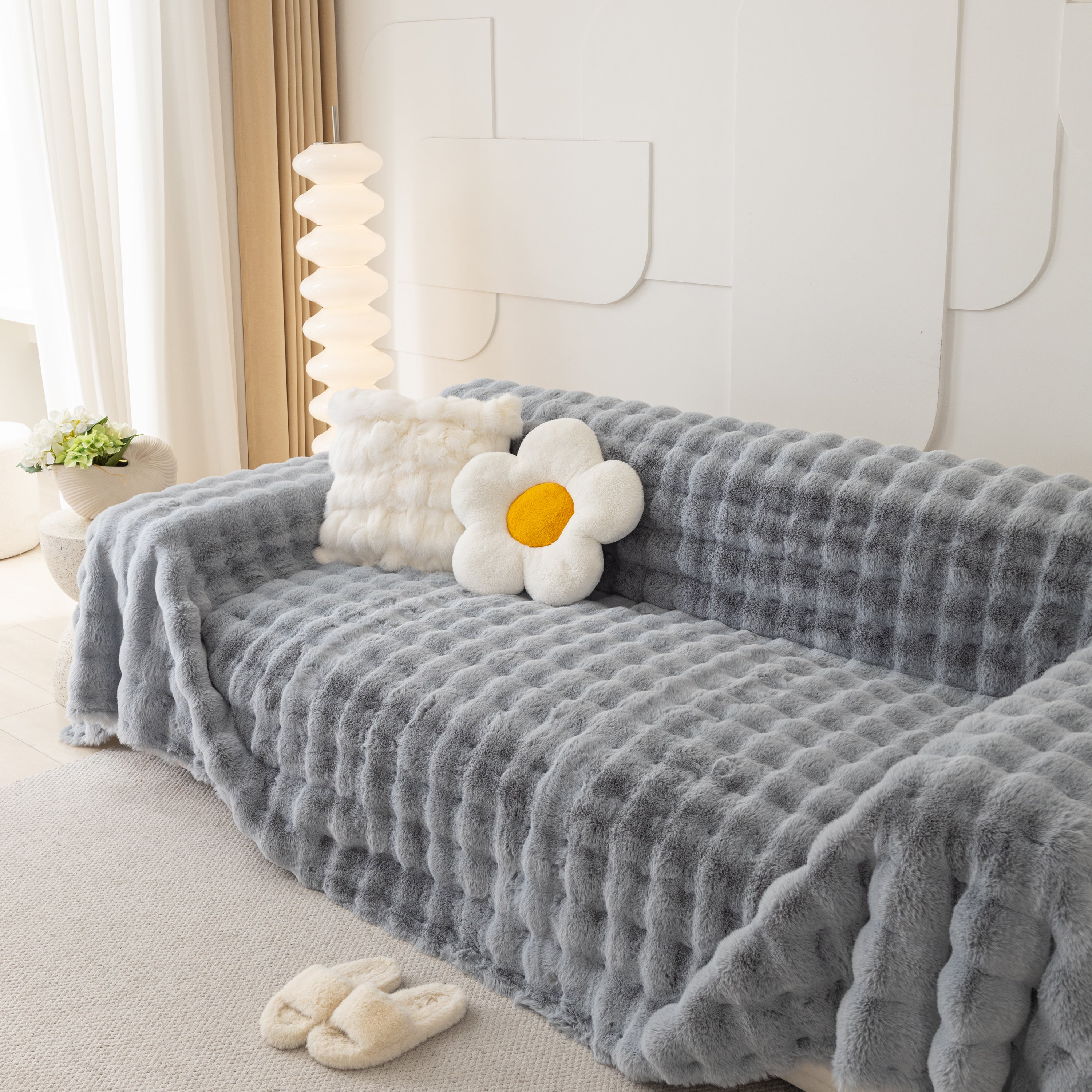 Faux Rabbit Fur Throws For Sofas, Stylish Throw Blankets For Couch And Couch Throw Cover