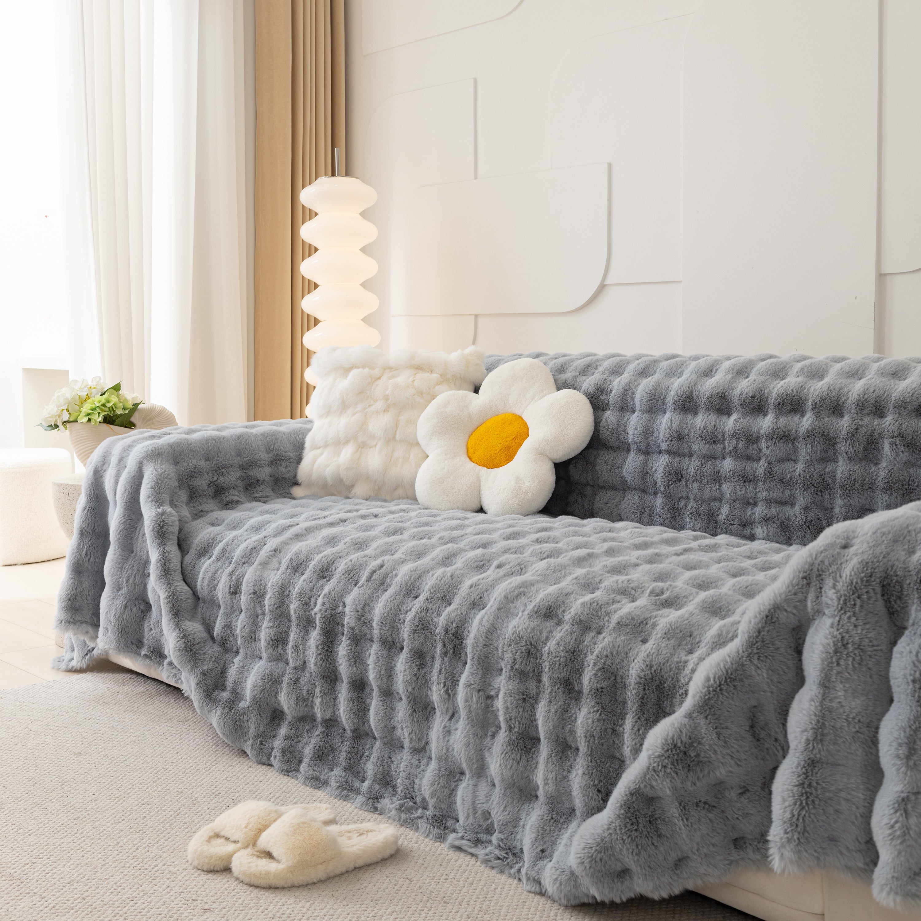 Faux Rabbit Fur Throws For Sofas, Stylish Throw Blankets For Couch And Couch Throw Cover