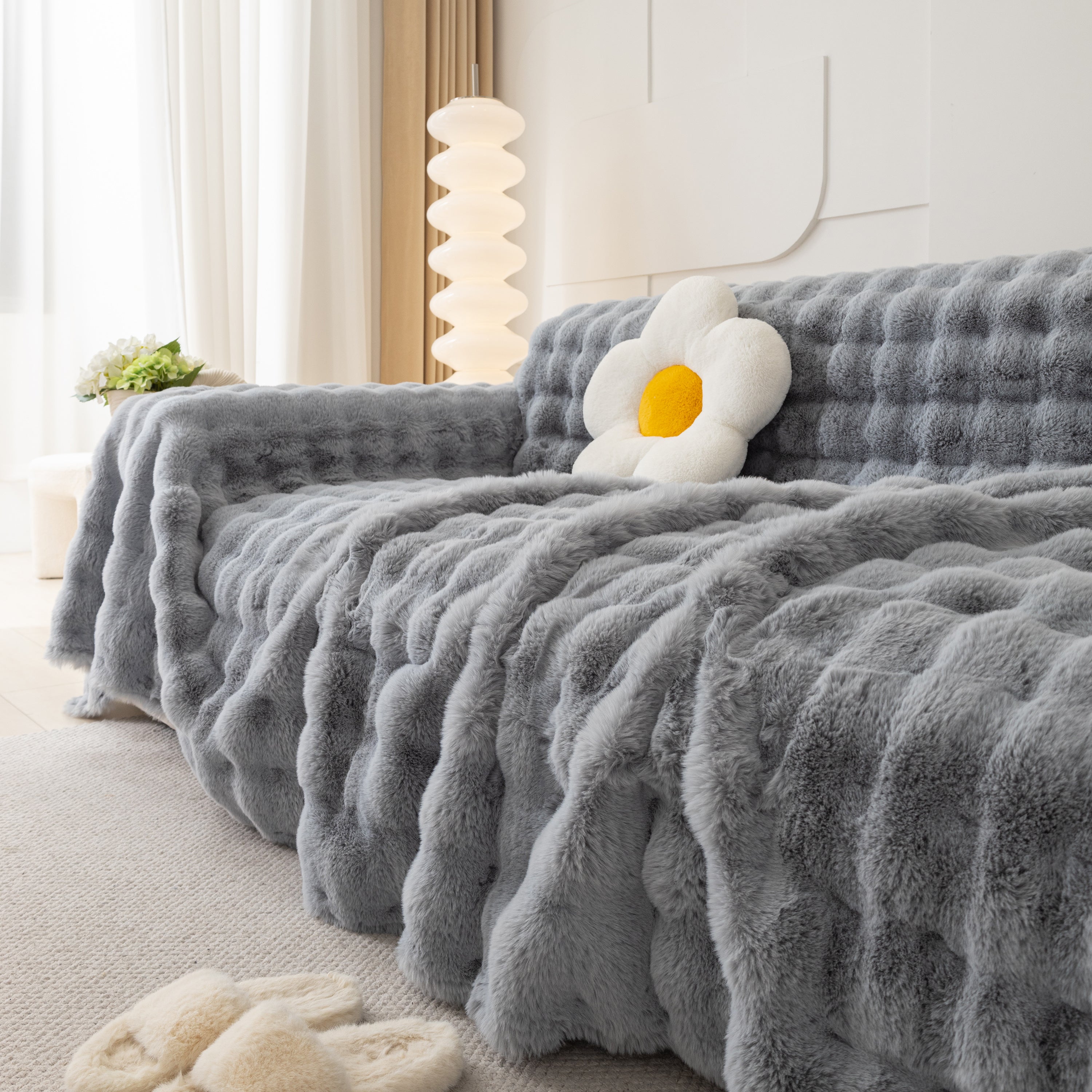 Faux Rabbit Fur Throws For Sofas, Stylish Throw Blankets For Couch And Couch Throw Cover