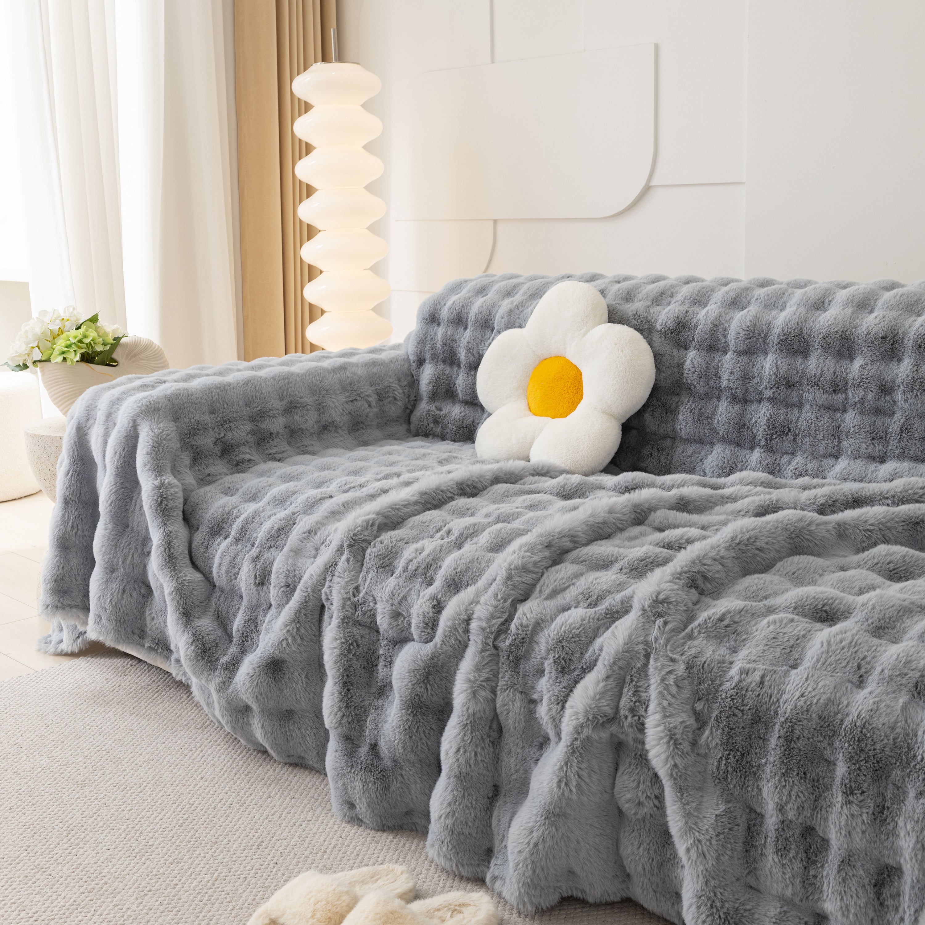 Faux Rabbit Fur Throws For Sofas, Stylish Throw Blankets For Couch And Couch Throw Cover