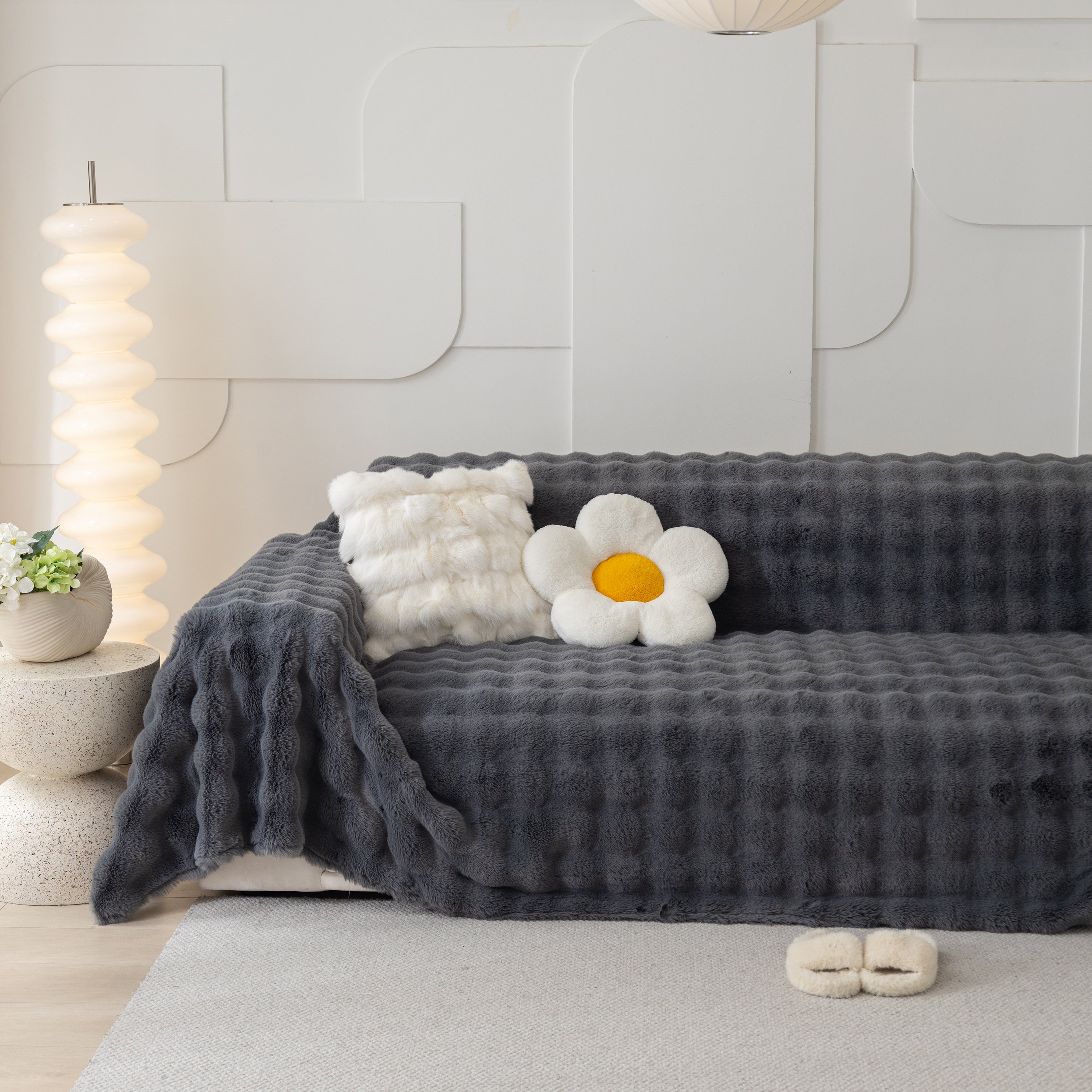 Faux Rabbit Fur Throws For Sofas, Stylish Throw Blankets For Couch And Couch Throw Cover