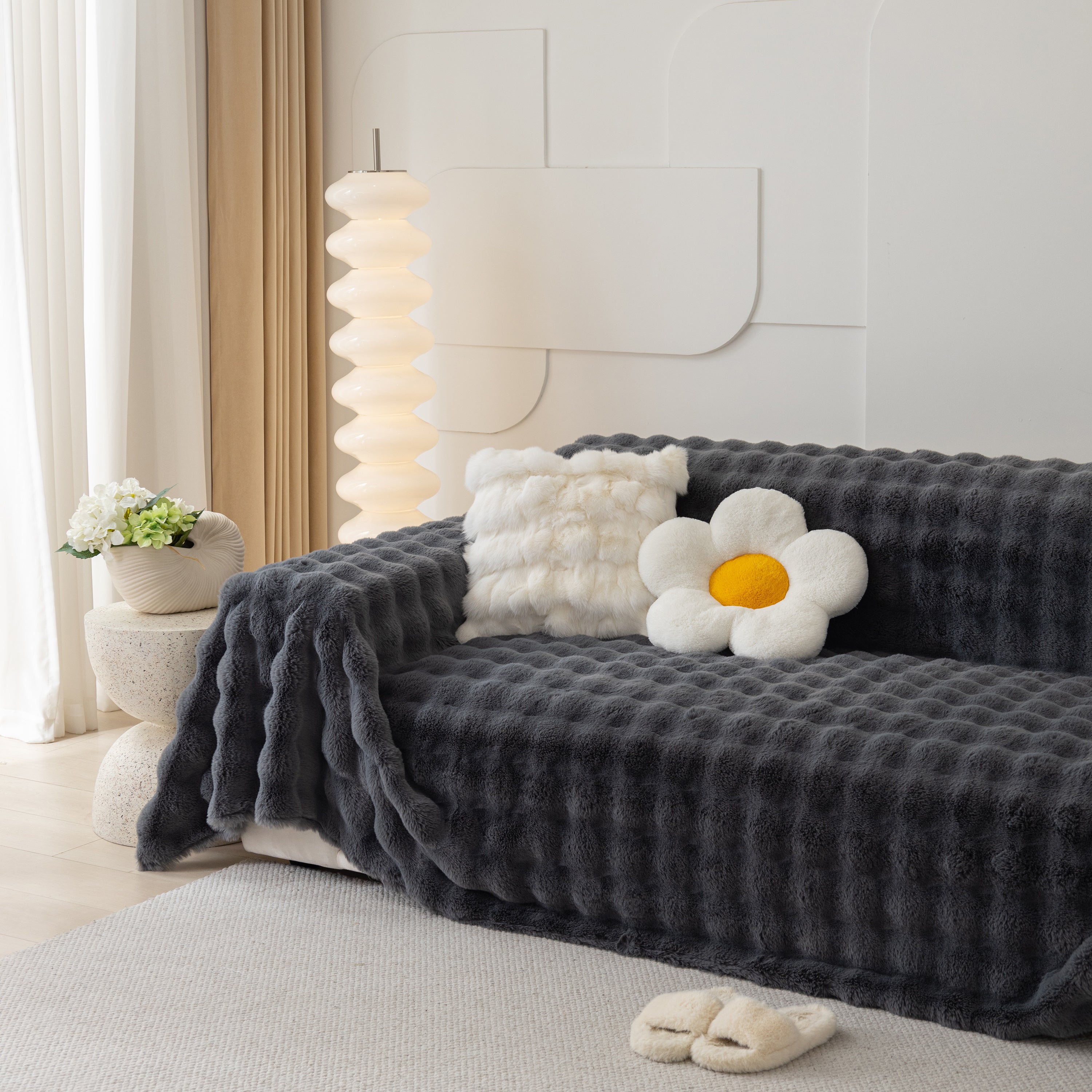 Faux Rabbit Fur Throws For Sofas, Stylish Throw Blankets For Couch And Couch Throw Cover