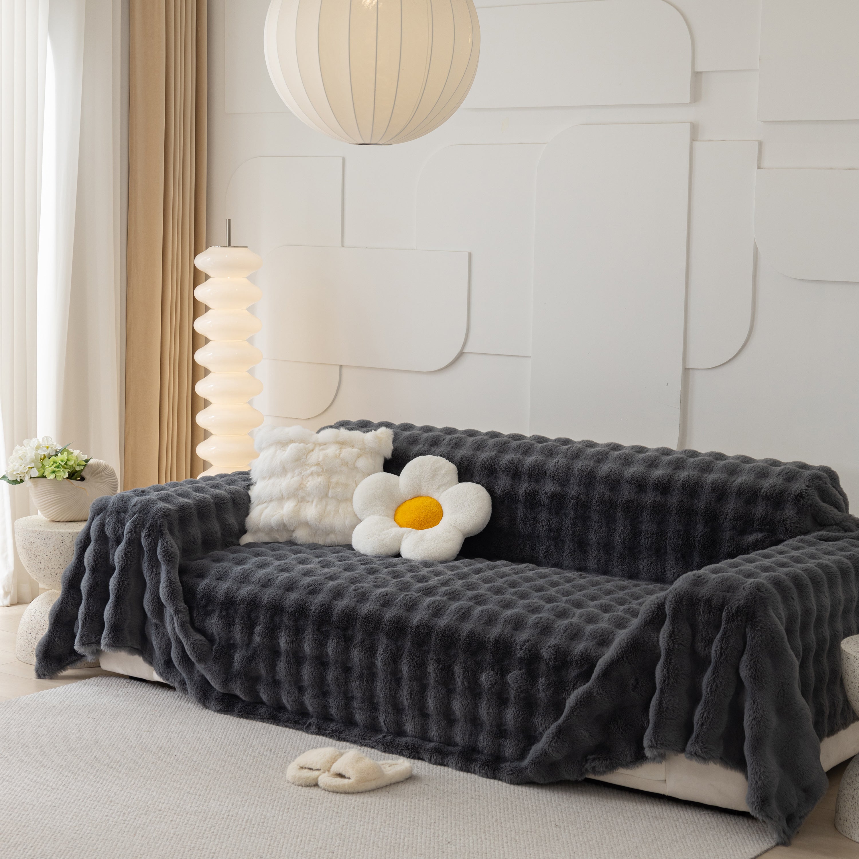 Faux Rabbit Fur Throws For Sofas, Stylish Throw Blankets For Couch And Couch Throw Cover