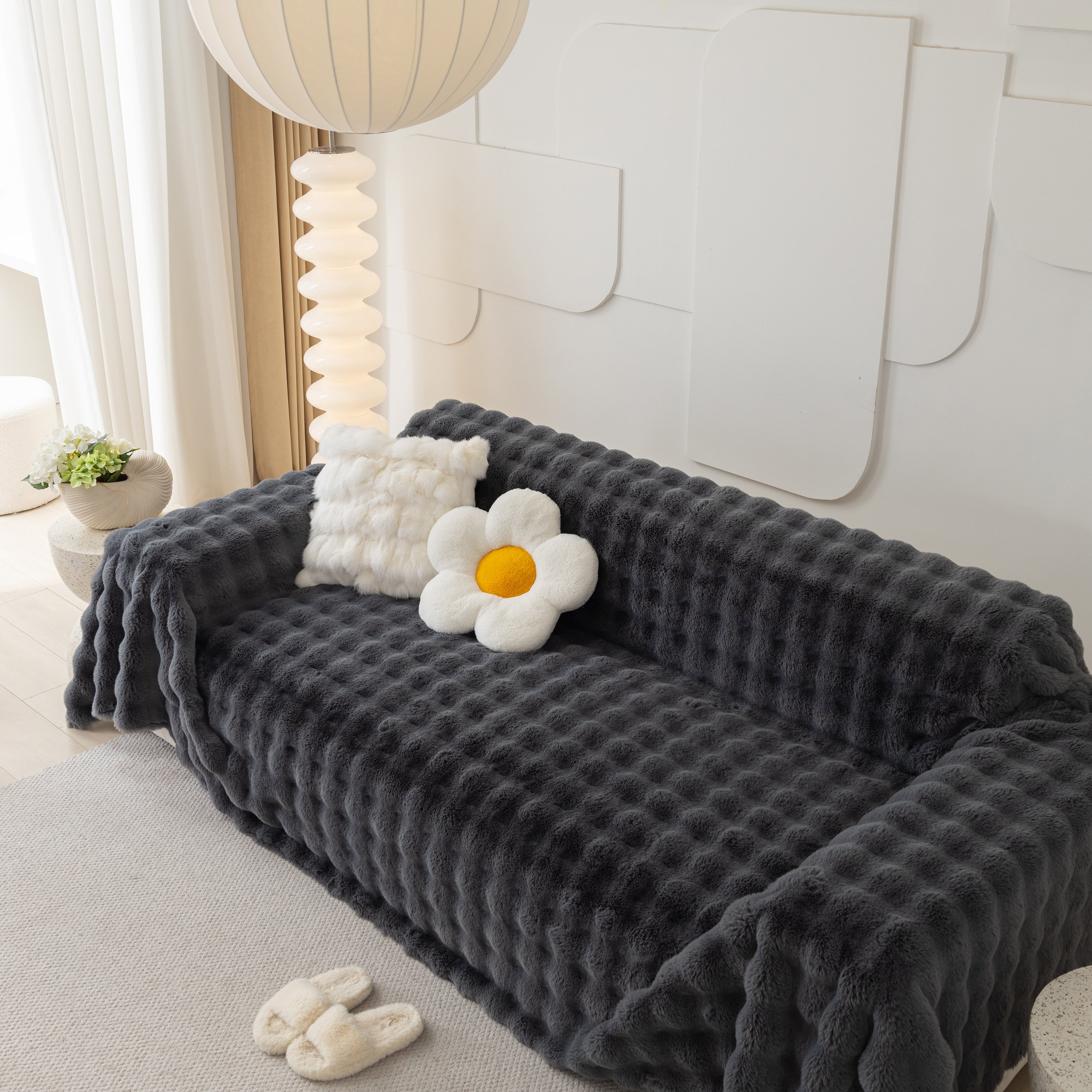 Faux Rabbit Fur Throws For Sofas, Stylish Throw Blankets For Couch And Couch Throw Cover