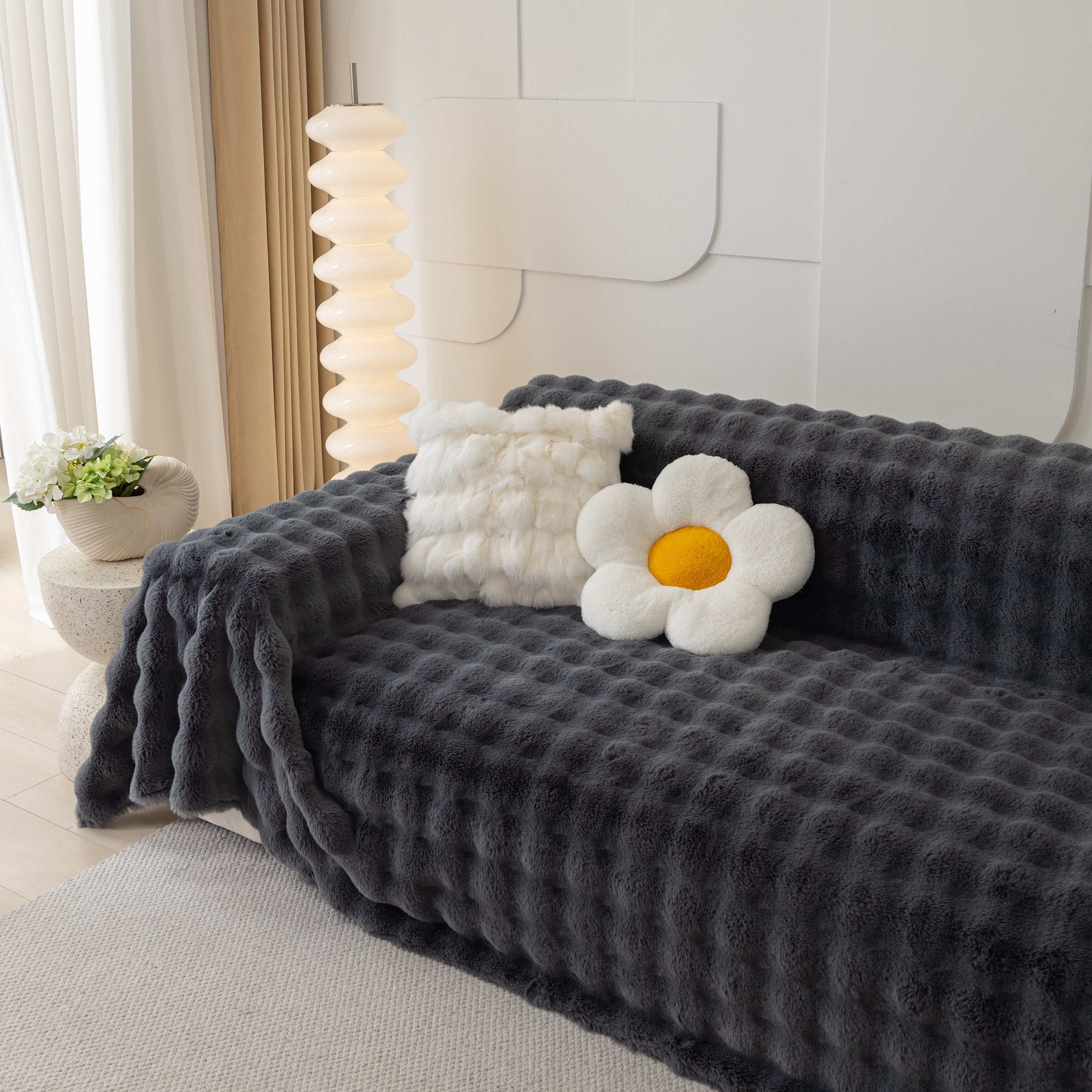 Faux Rabbit Fur Throws For Sofas, Stylish Throw Blankets For Couch And Couch Throw Cover