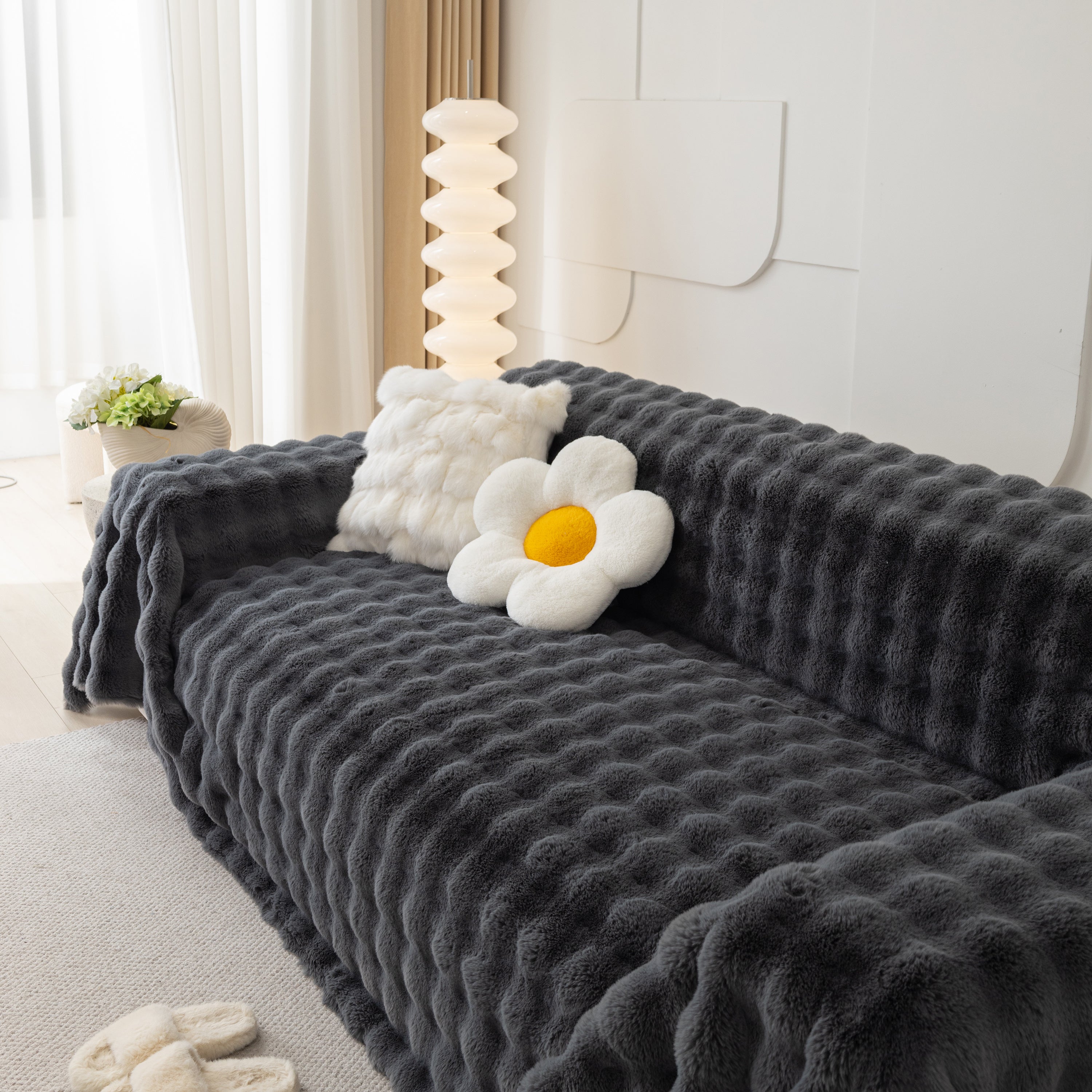 Faux Rabbit Fur Throws For Sofas, Stylish Throw Blankets For Couch And Couch Throw Cover