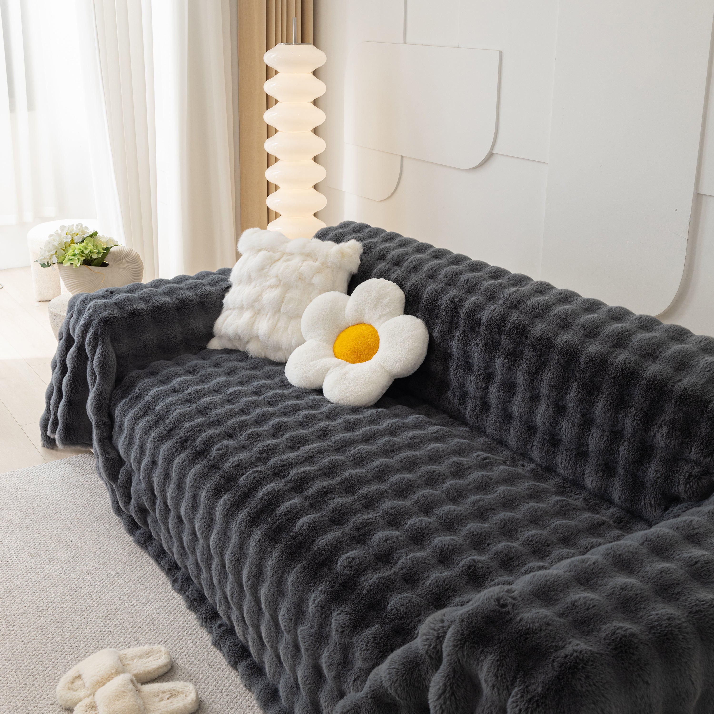 Faux Rabbit Fur Throws For Sofas, Stylish Throw Blankets For Couch And Couch Throw Cover
