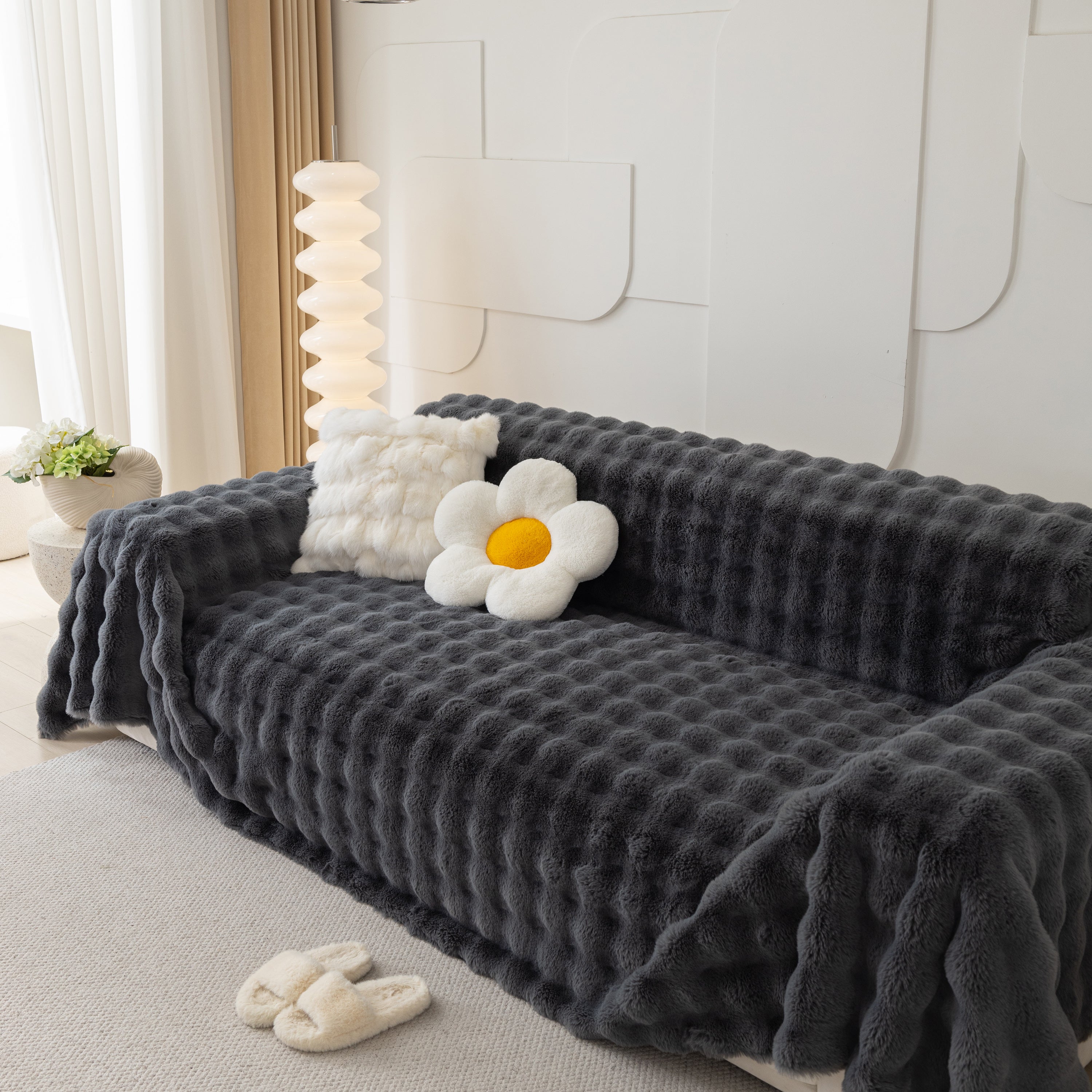 Faux Rabbit Fur Throws For Sofas, Stylish Throw Blankets For Couch And Couch Throw Cover