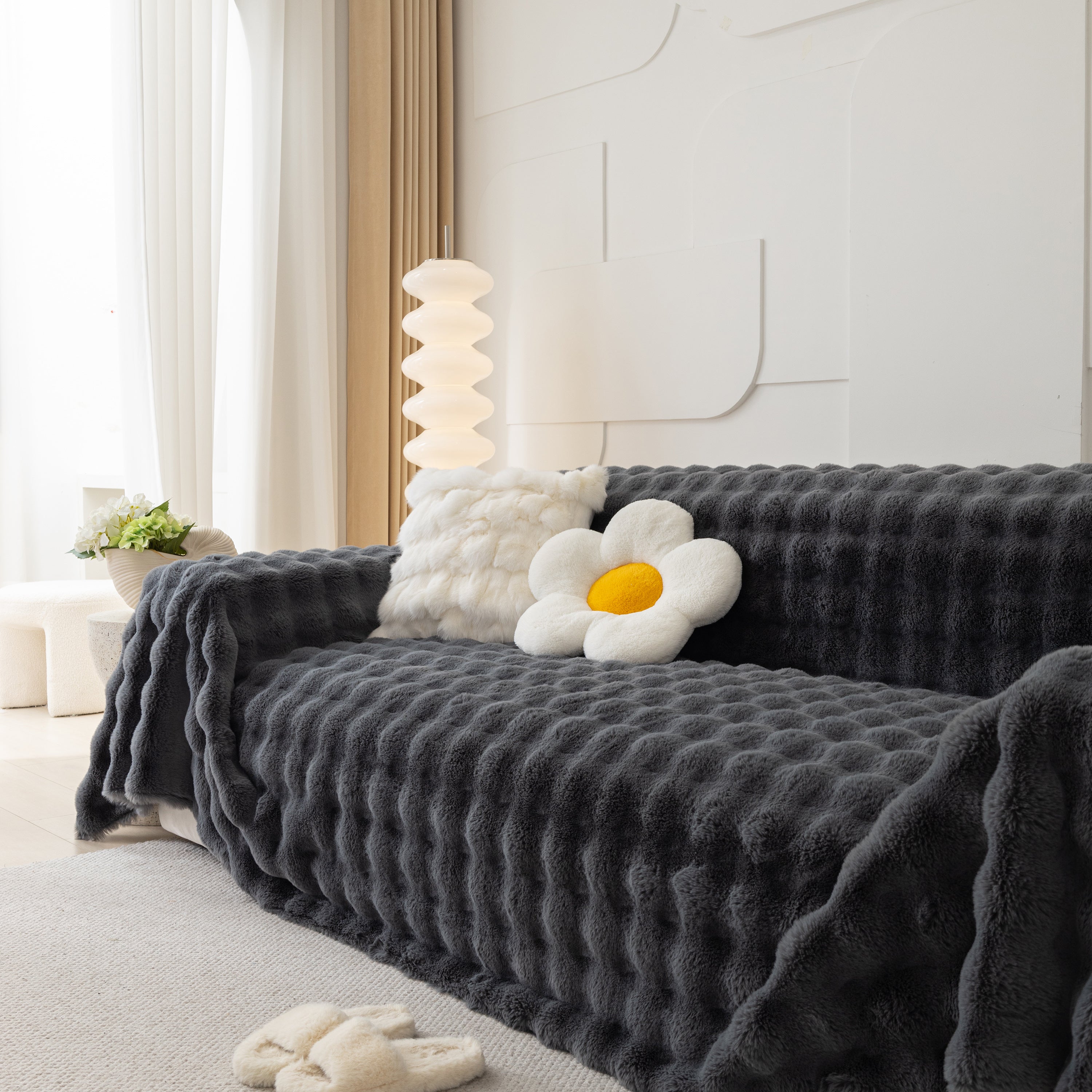 Faux Rabbit Fur Throws For Sofas, Stylish Throw Blankets For Couch And Couch Throw Cover