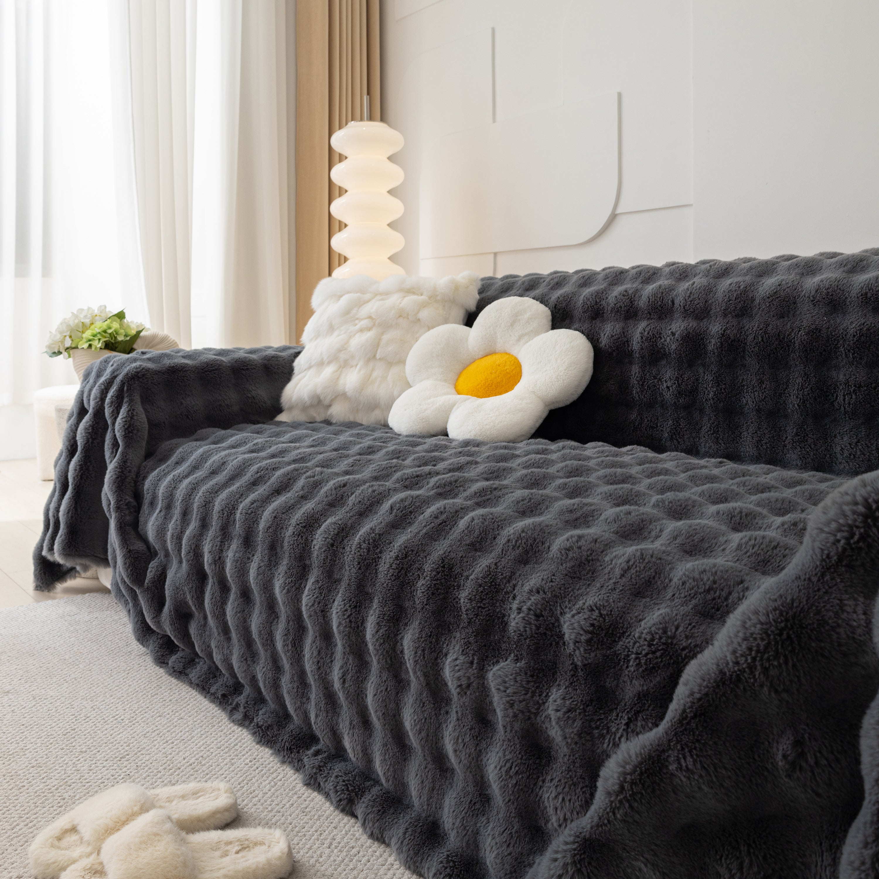 Faux Rabbit Fur Throws For Sofas, Stylish Throw Blankets For Couch And Couch Throw Cover