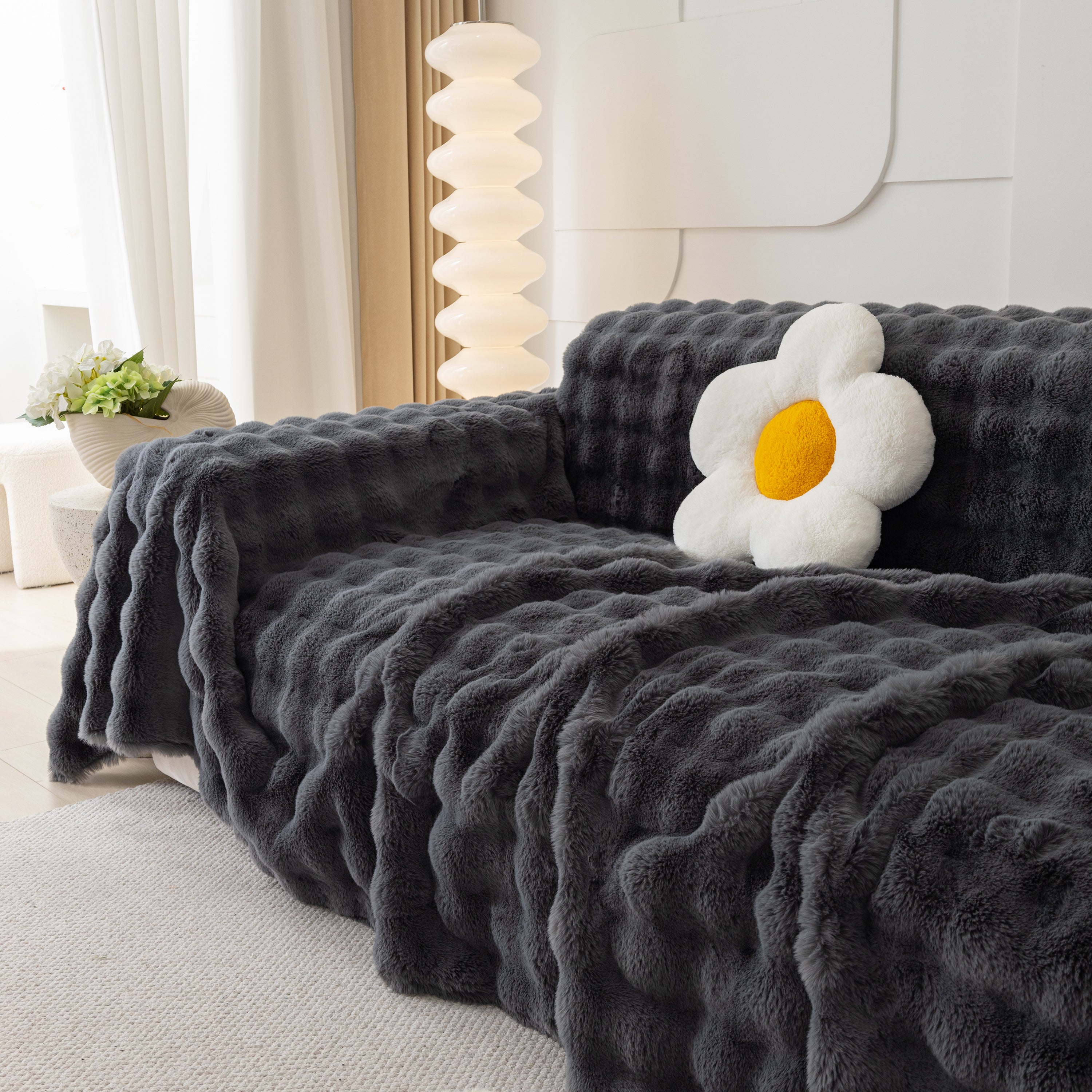 Faux Rabbit Fur Throws For Sofas, Stylish Throw Blankets For Couch And Couch Throw Cover