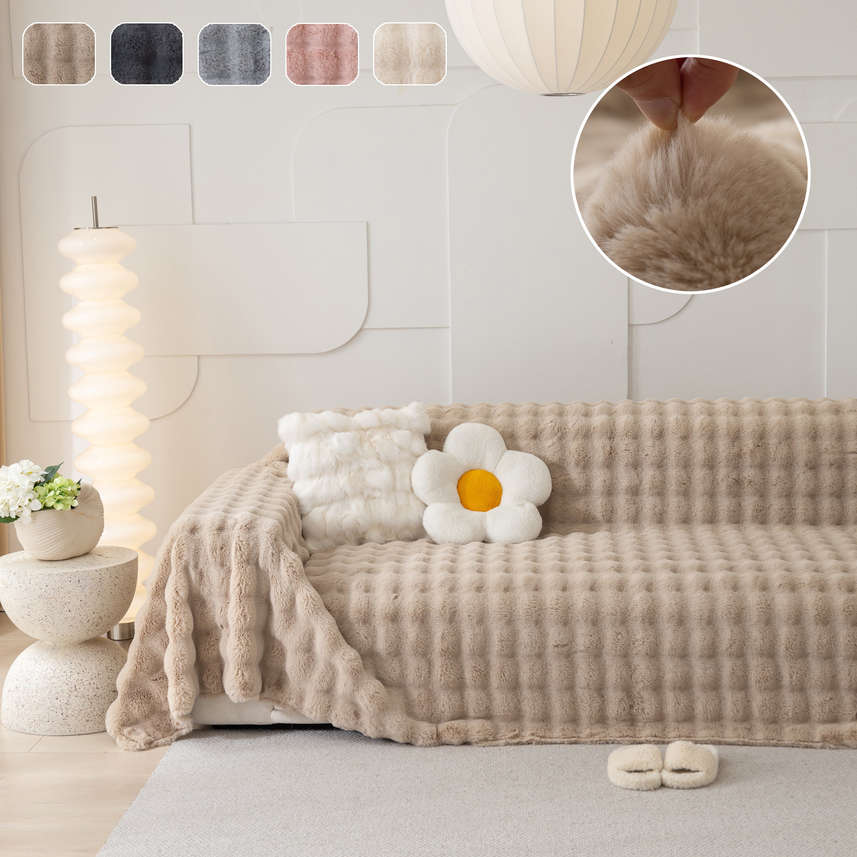 Faux Rabbit Fur Throws For Sofas, Stylish Throw Blankets For Couch And Couch Throw Cover