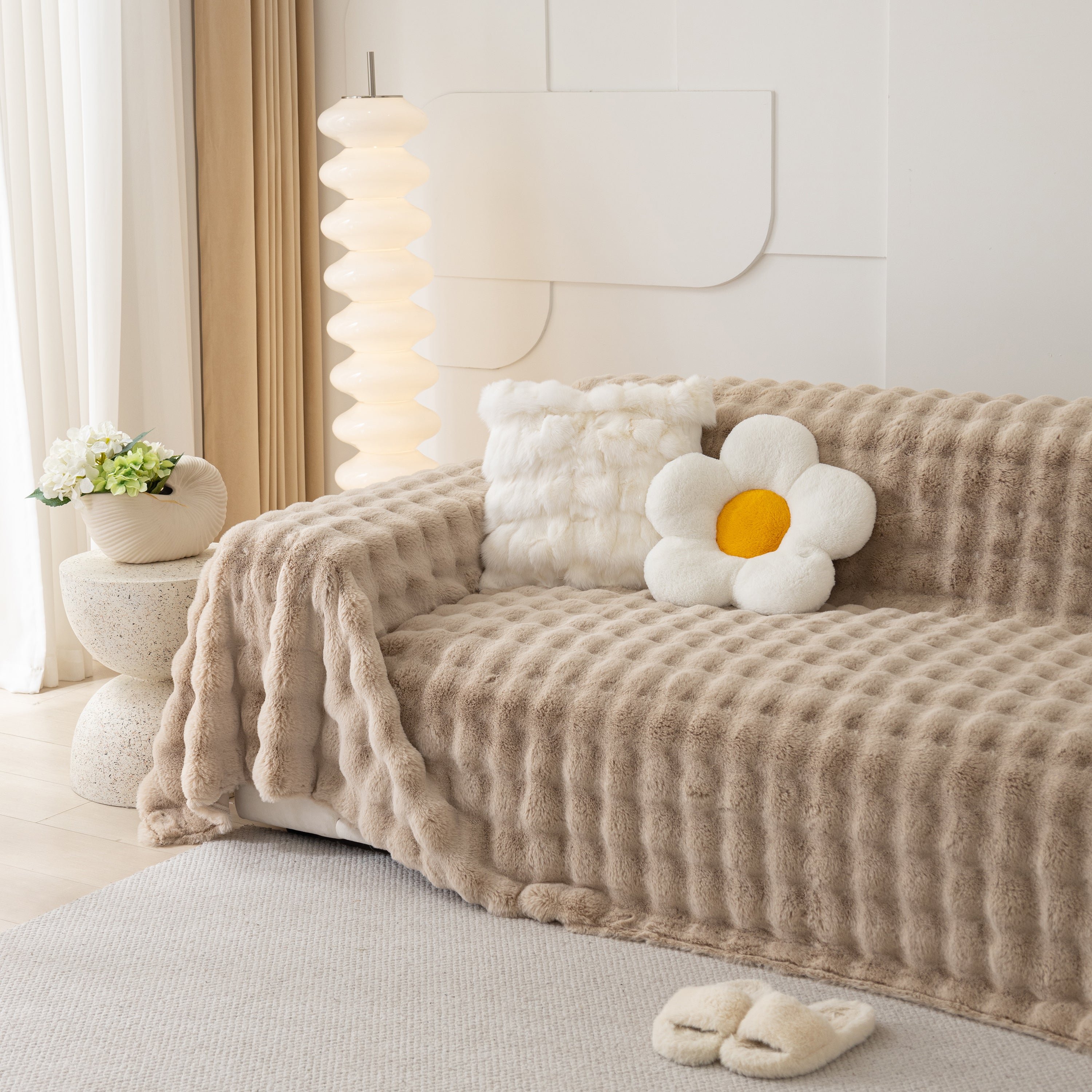 Faux Rabbit Fur Throws For Sofas, Stylish Throw Blankets For Couch And Couch Throw Cover