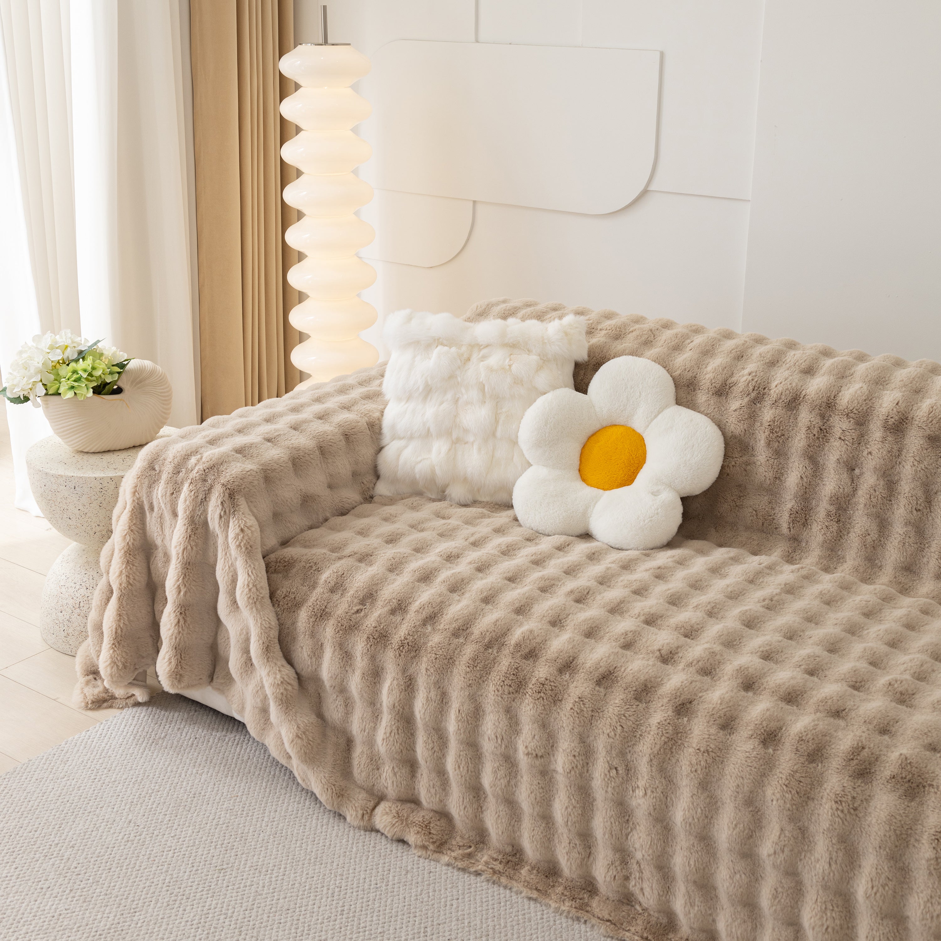 Faux Rabbit Fur Throws For Sofas, Stylish Throw Blankets For Couch And Couch Throw Cover