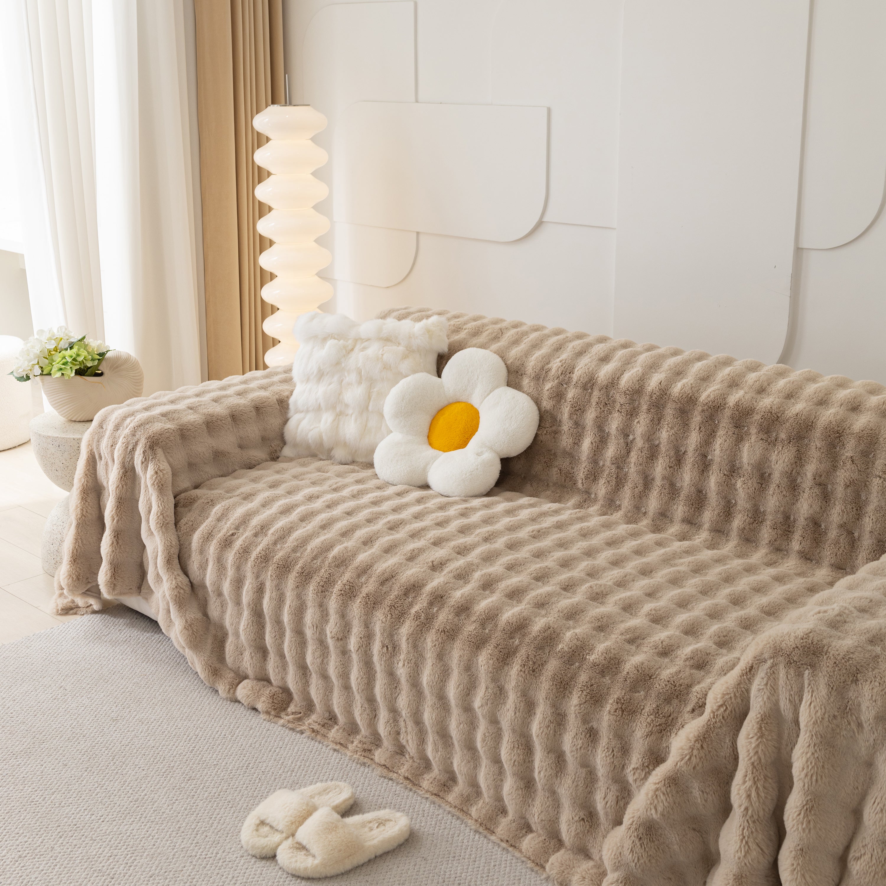 Faux Rabbit Fur Throws For Sofas, Stylish Throw Blankets For Couch And Couch Throw Cover