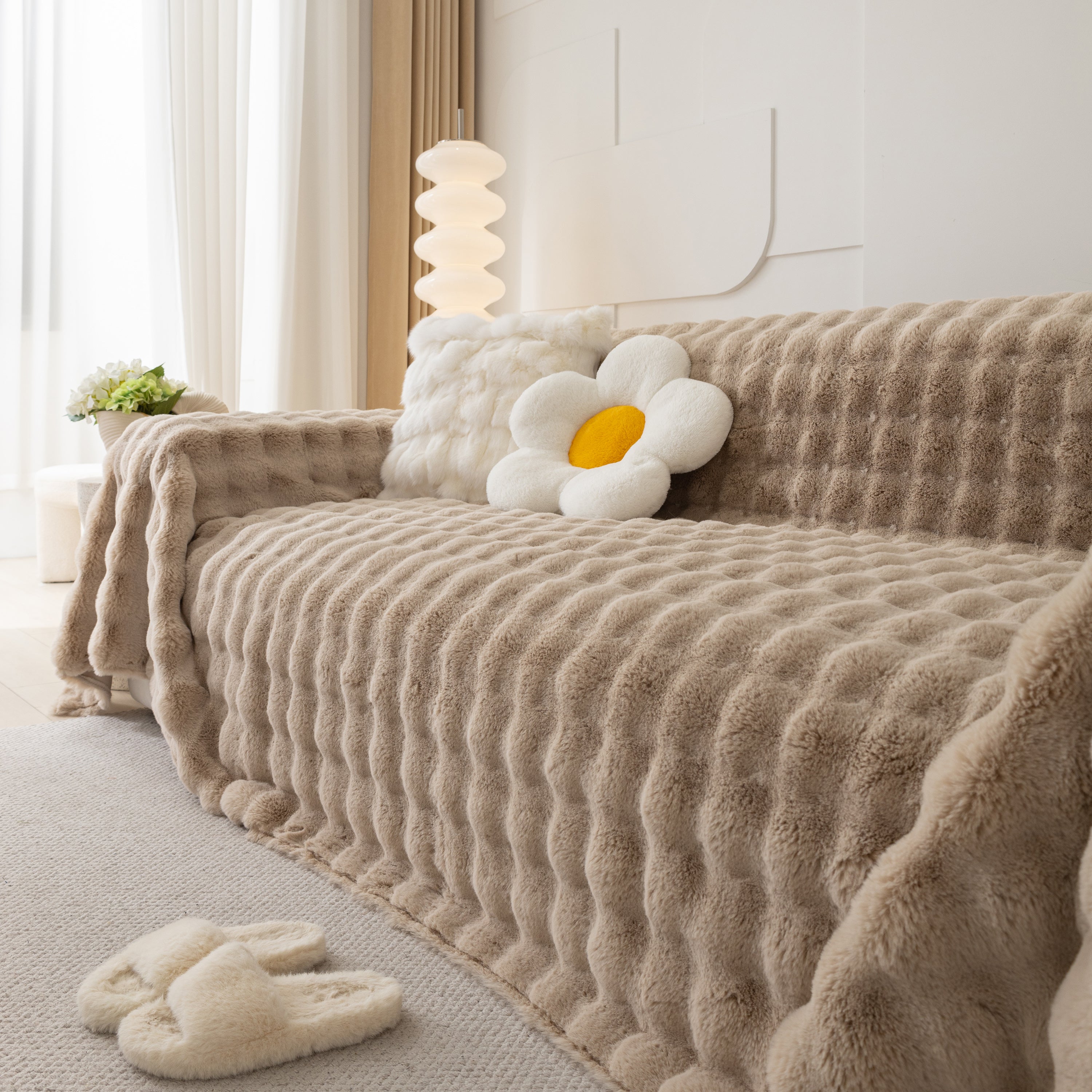 Faux Rabbit Fur Throws For Sofas, Stylish Throw Blankets For Couch And Couch Throw Cover