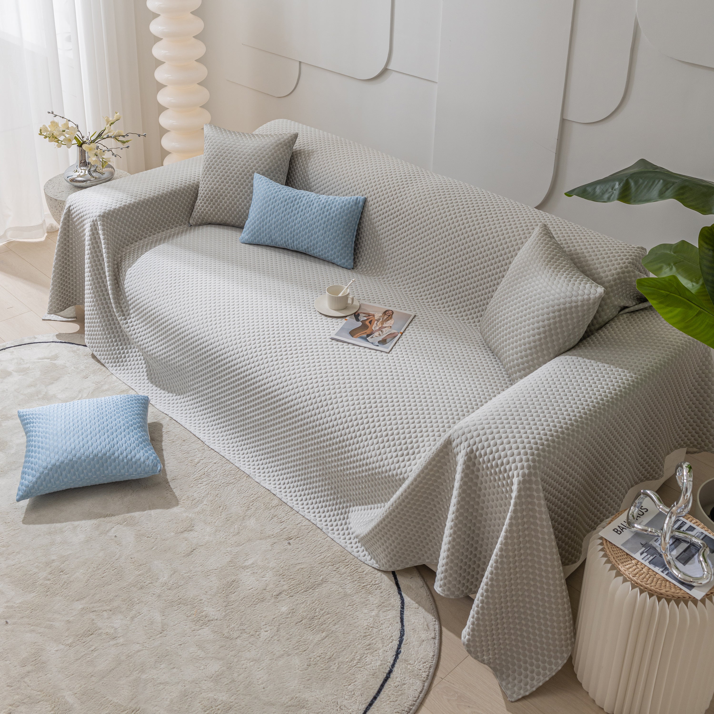 Fashion Granular Textured Sofa Couch Covers, L Shape Sectional Couch Covers, Sofa Covers For Living Room