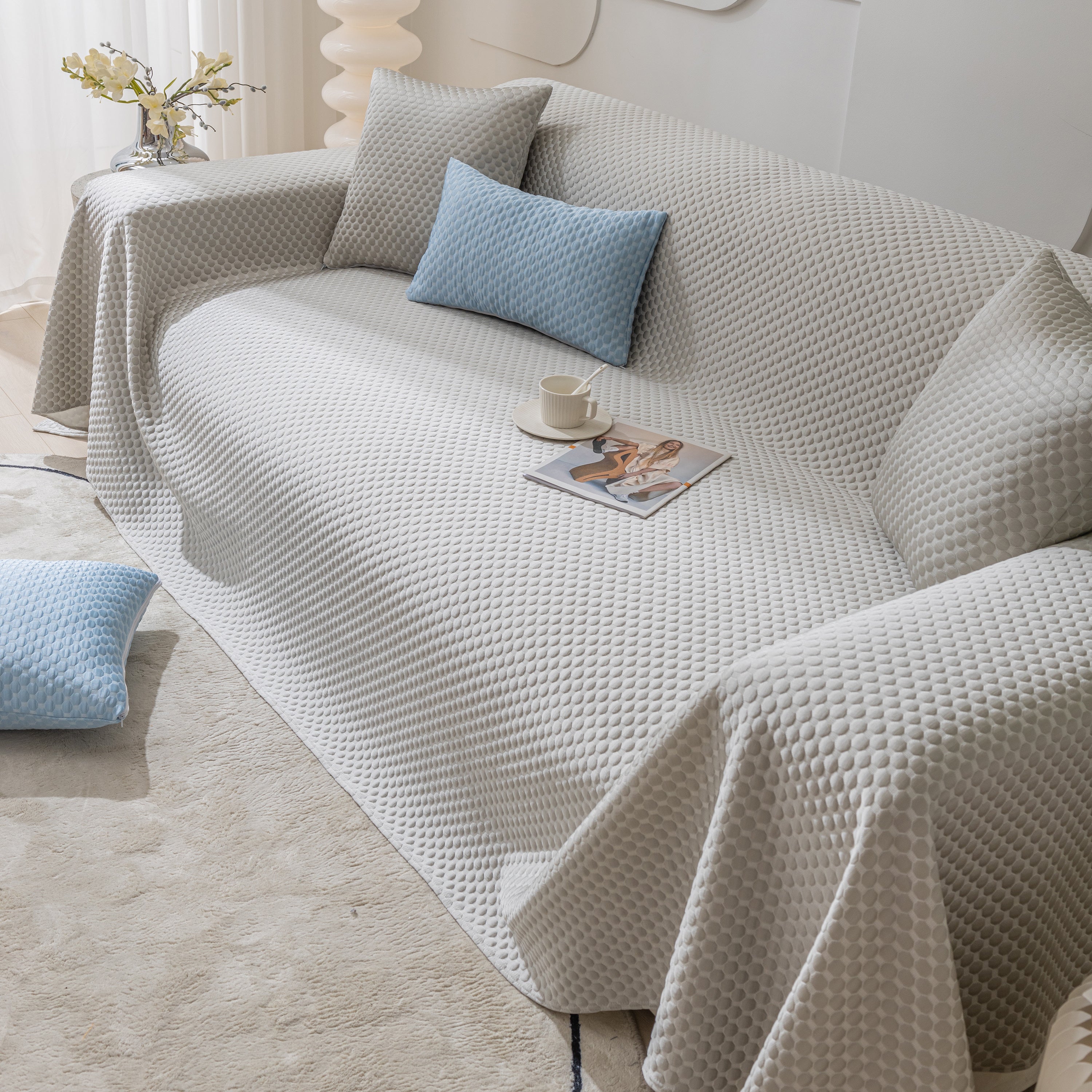 Fashion Granular Textured Sofa Couch Covers, L Shape Sectional Couch Covers, Sofa Covers For Living Room