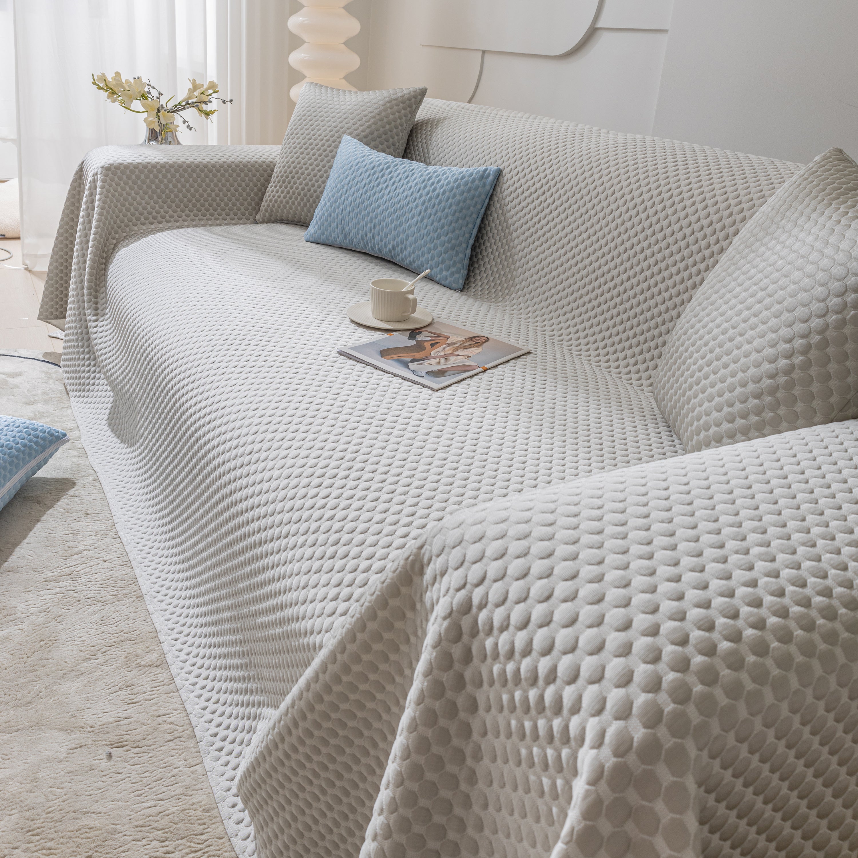 Fashion Granular Textured Sofa Couch Covers, L Shape Sectional Couch Covers, Sofa Covers For Living Room