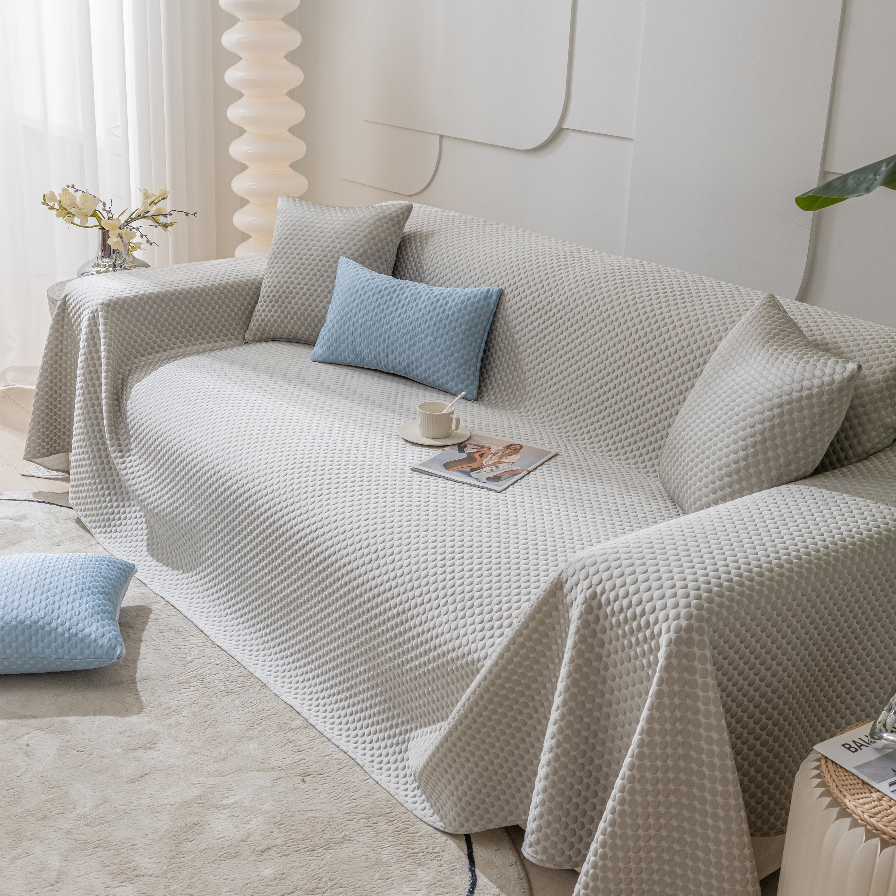 Fashion Granular Textured Sofa Couch Covers, L Shape Sectional Couch Covers, Sofa Covers For Living Room