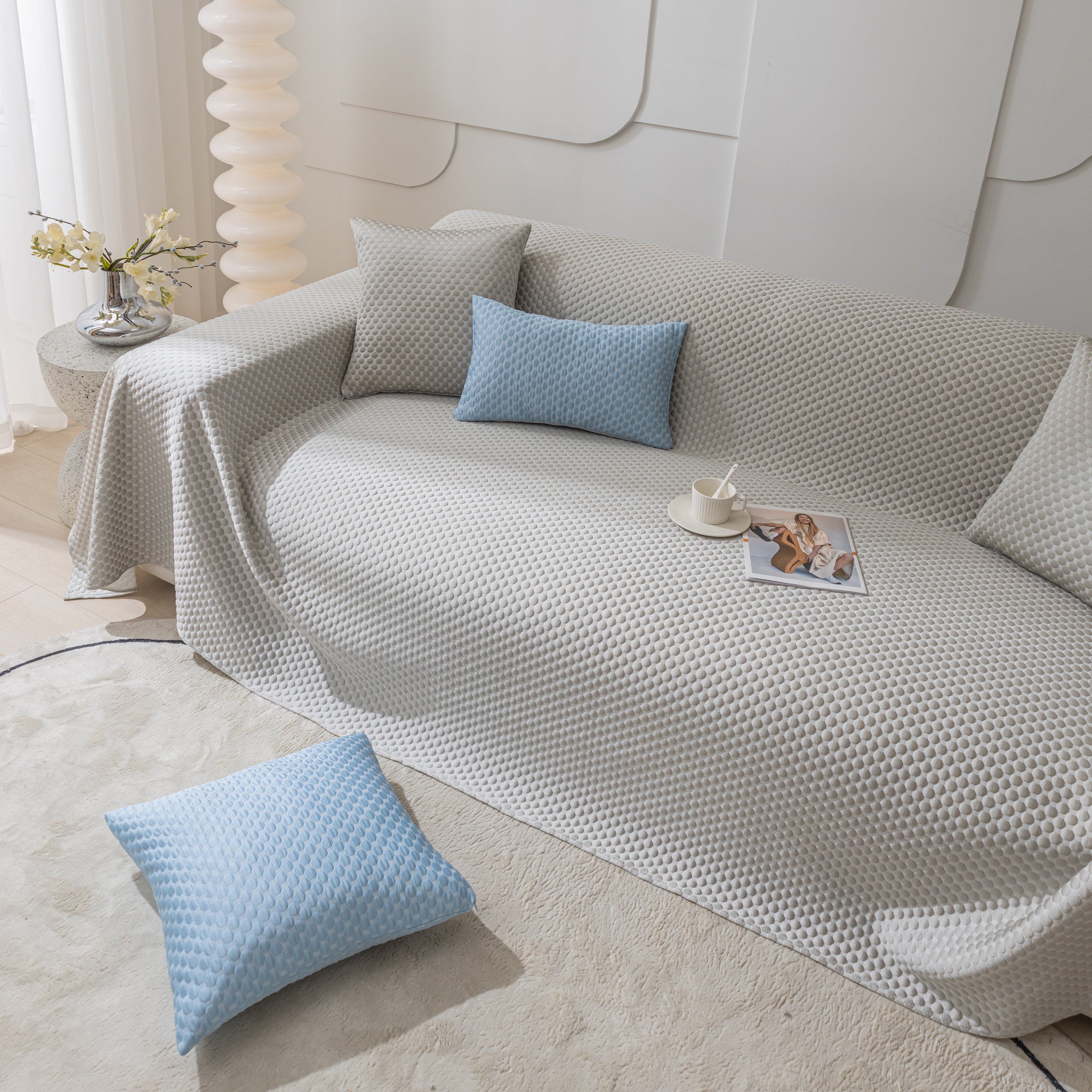 Fashion Granular Textured Sofa Couch Covers, L Shape Sectional Couch Covers, Sofa Covers For Living Room