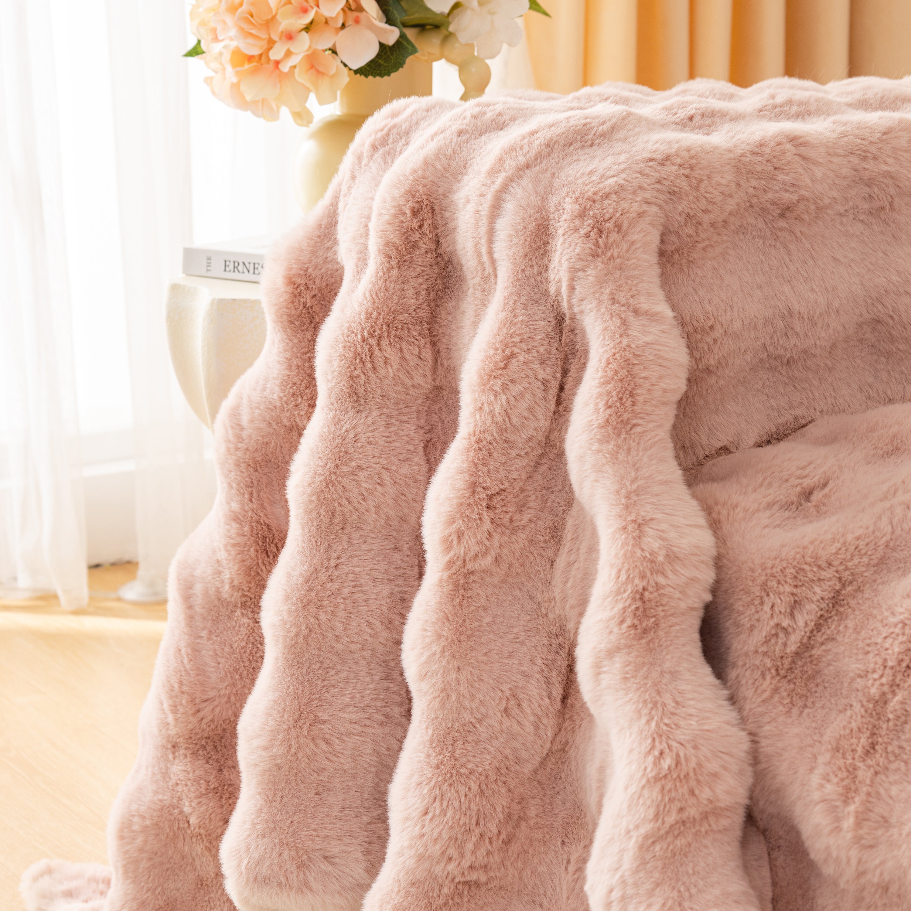 Super Soft Fluffy Faux Rabbit Fur Sofa Throw Blanket, Couch Cover Blanket For Couches Living Room Furniture Throw
