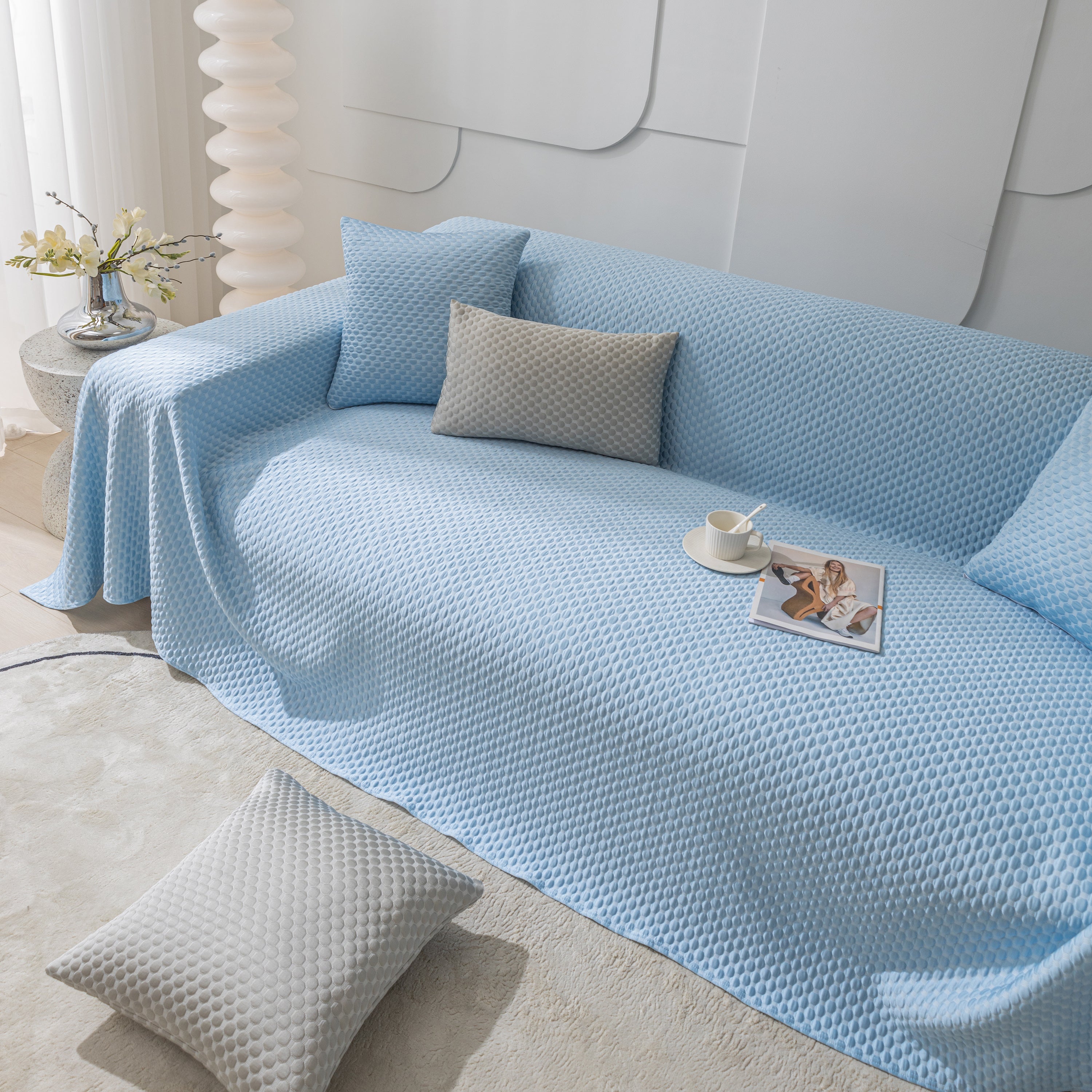 Fashion Granular Textured Sofa Couch Covers, L Shape Sectional Couch Covers, Sofa Covers For Living Room