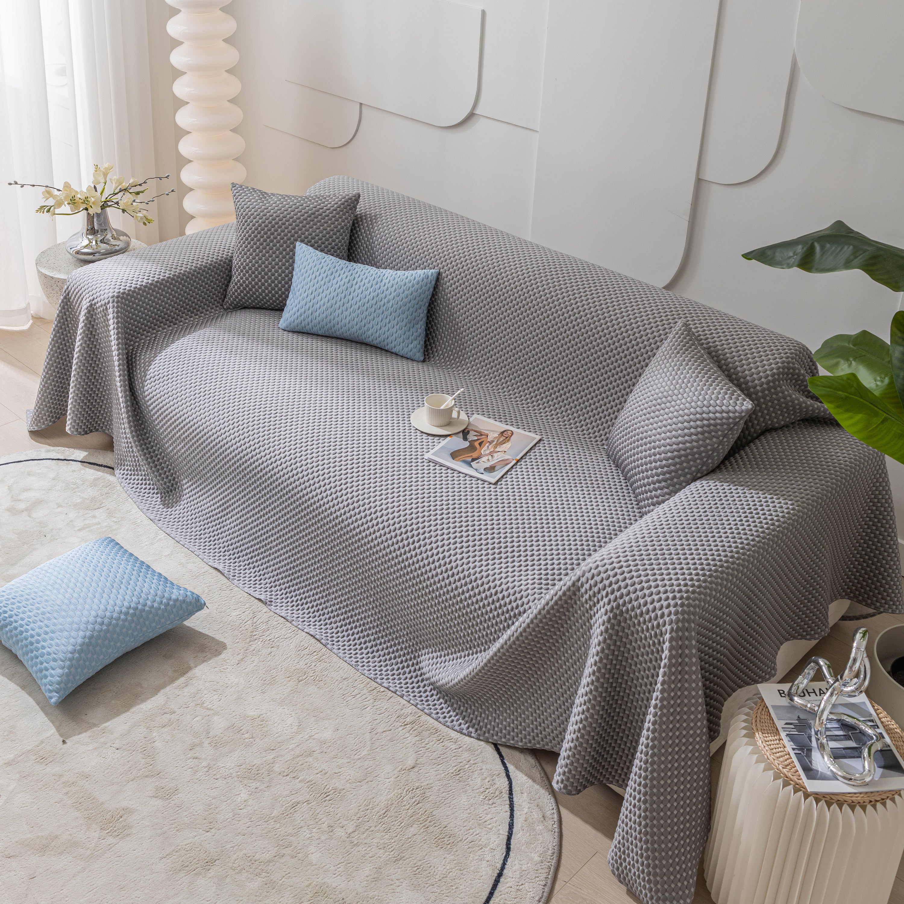 Fashion Granular Textured Sofa Couch Covers, L Shape Sectional Couch Covers, Sofa Covers For Living Room