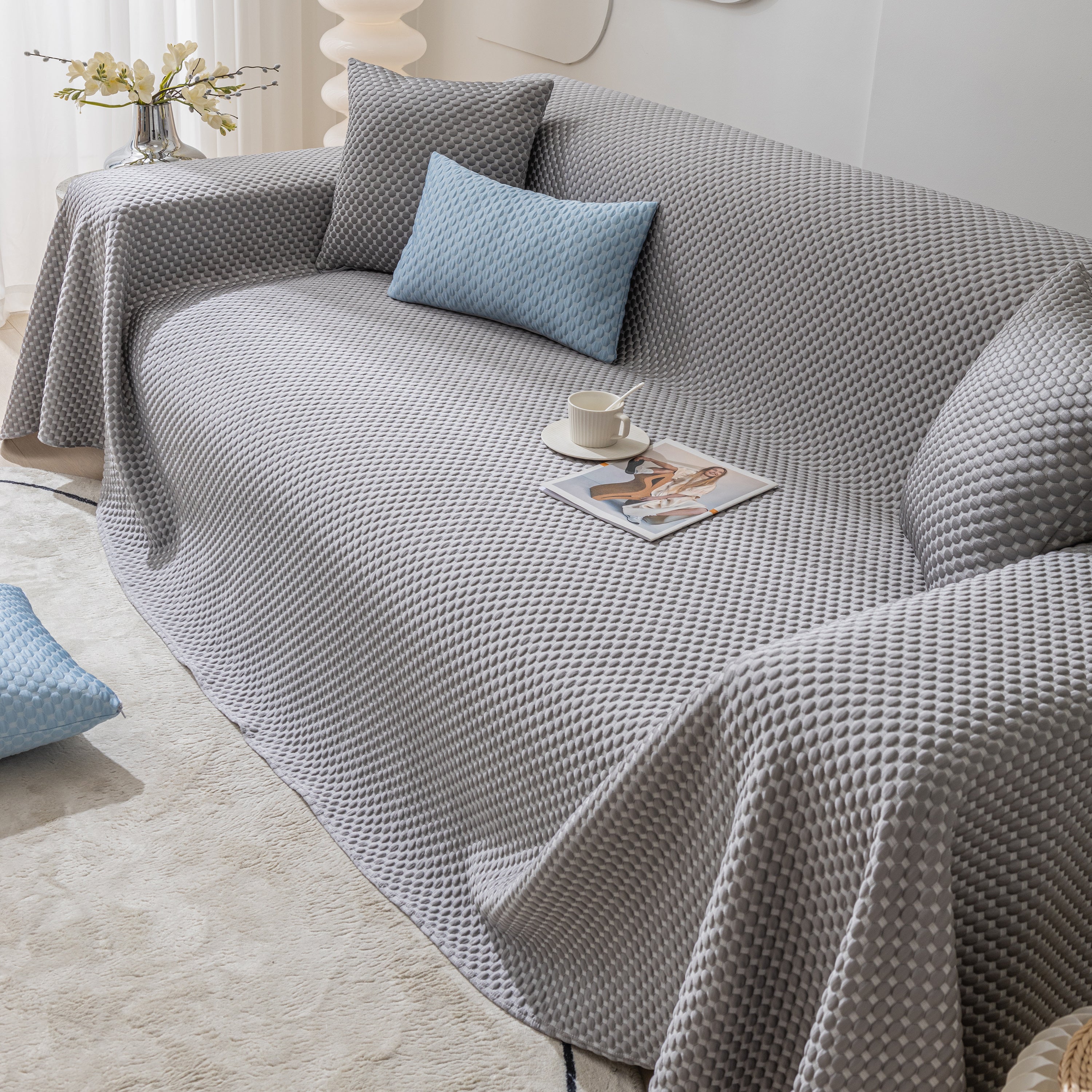 Fashion Granular Textured Sofa Couch Covers, L Shape Sectional Couch Covers, Sofa Covers For Living Room