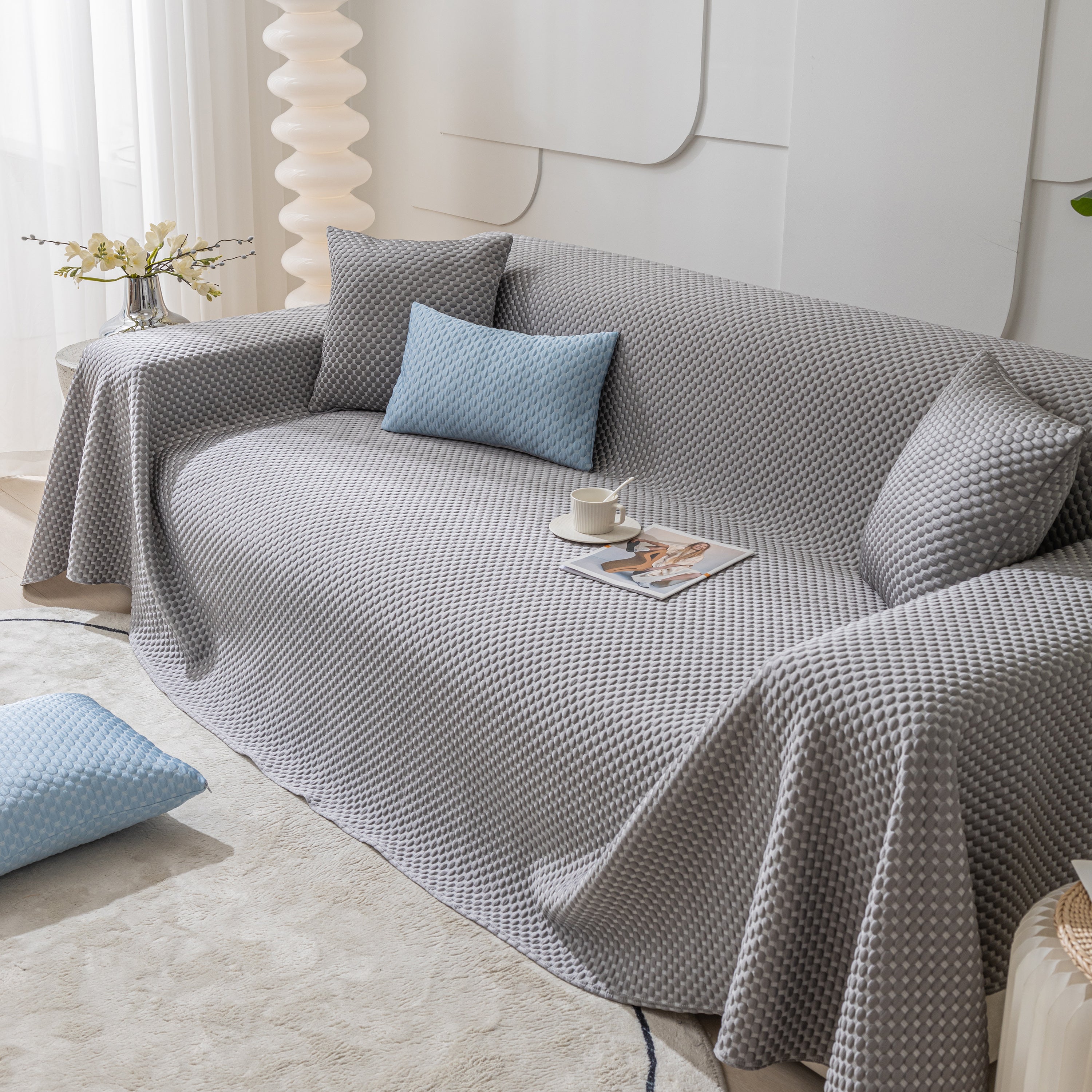 Fashion Granular Textured Sofa Couch Covers, L Shape Sectional Couch Covers, Sofa Covers For Living Room