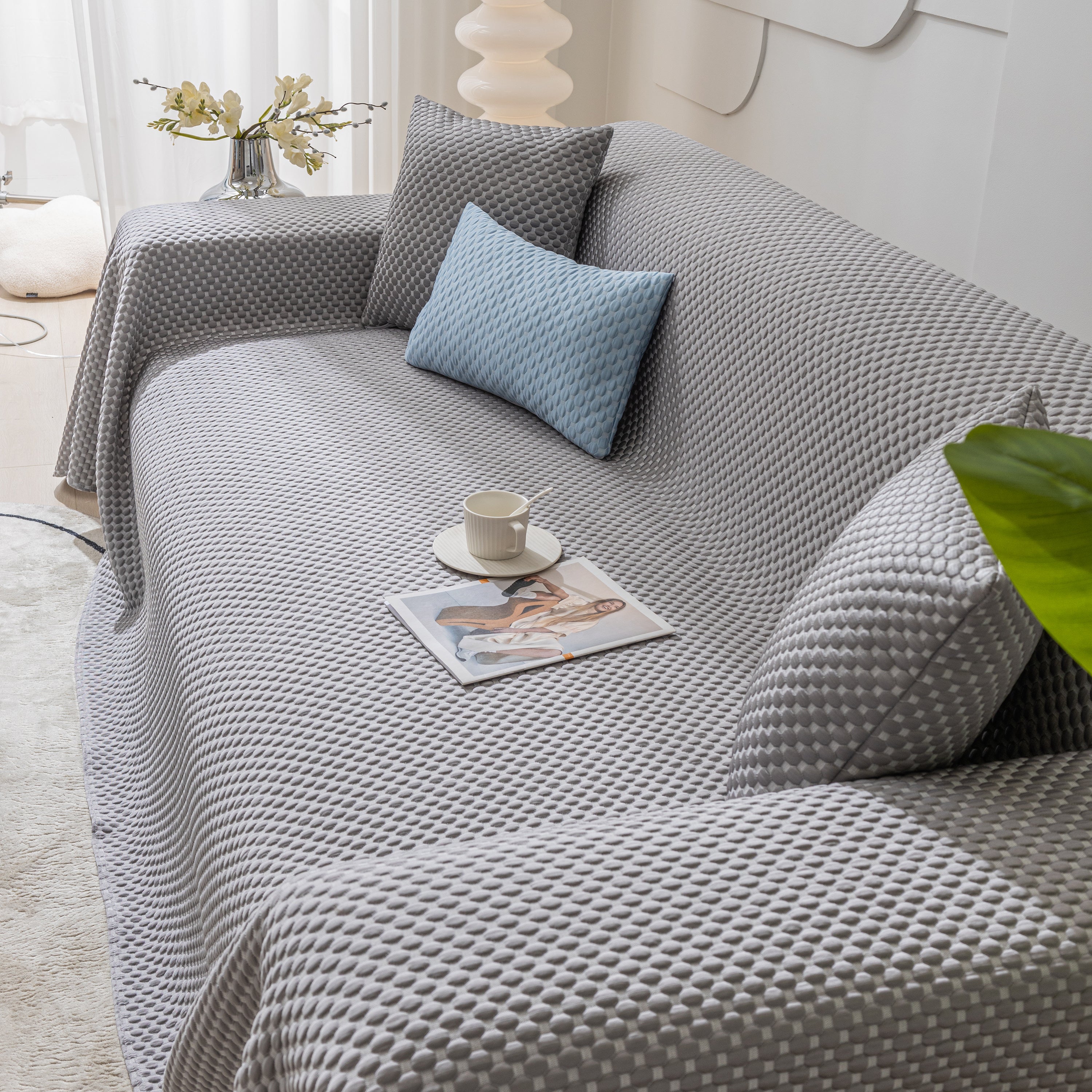 Fashion Granular Textured Sofa Couch Covers, L Shape Sectional Couch Covers, Sofa Covers For Living Room