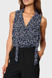 Tie Neck Sleeveless Surplice Bodysuit