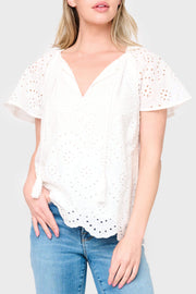 Flutter Sleeve Scallop Top