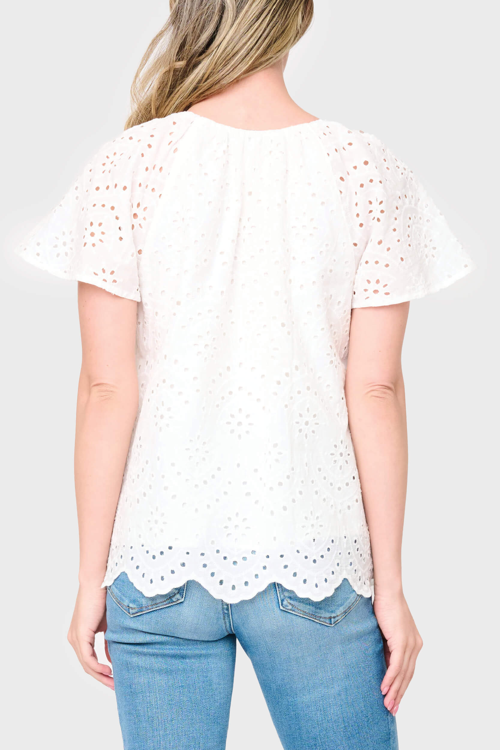 Flutter Sleeve Scallop Top