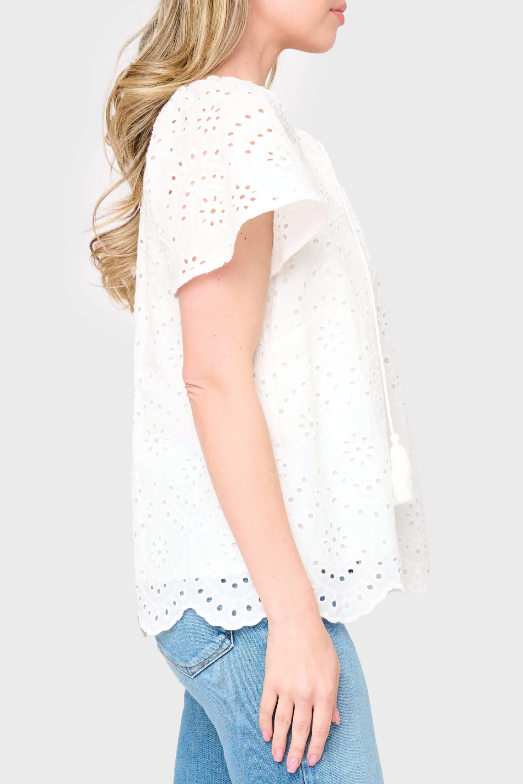 Flutter Sleeve Scallop Top