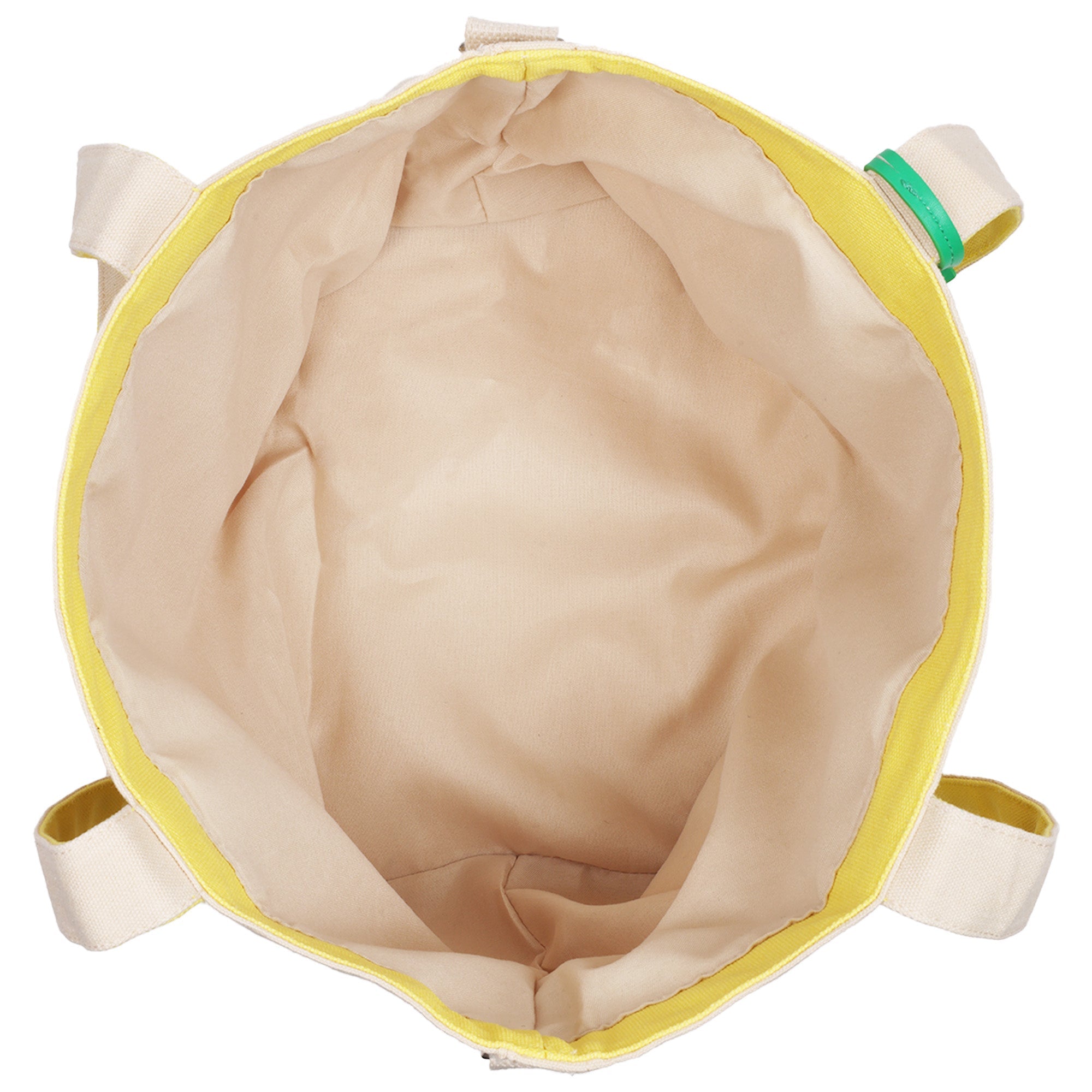 C & C California Citrus Fruit Print Cotton Canvas Tote With Contrast Trim & Pu Charm