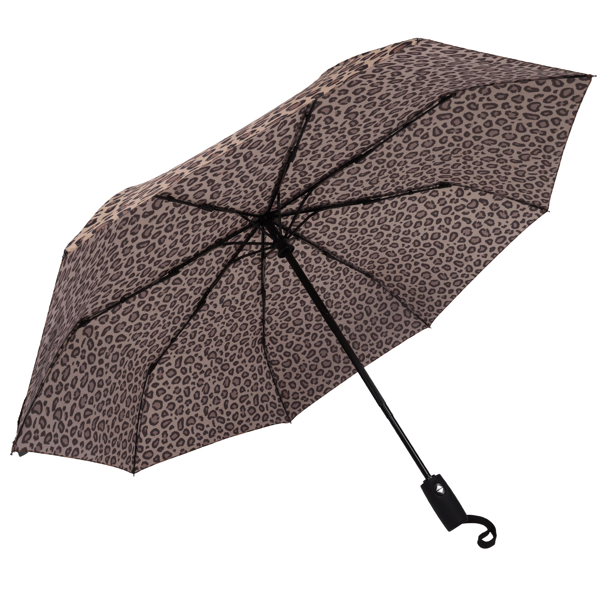 C & C California Leopard Printed Compact Umbrella With Automatic Open/close