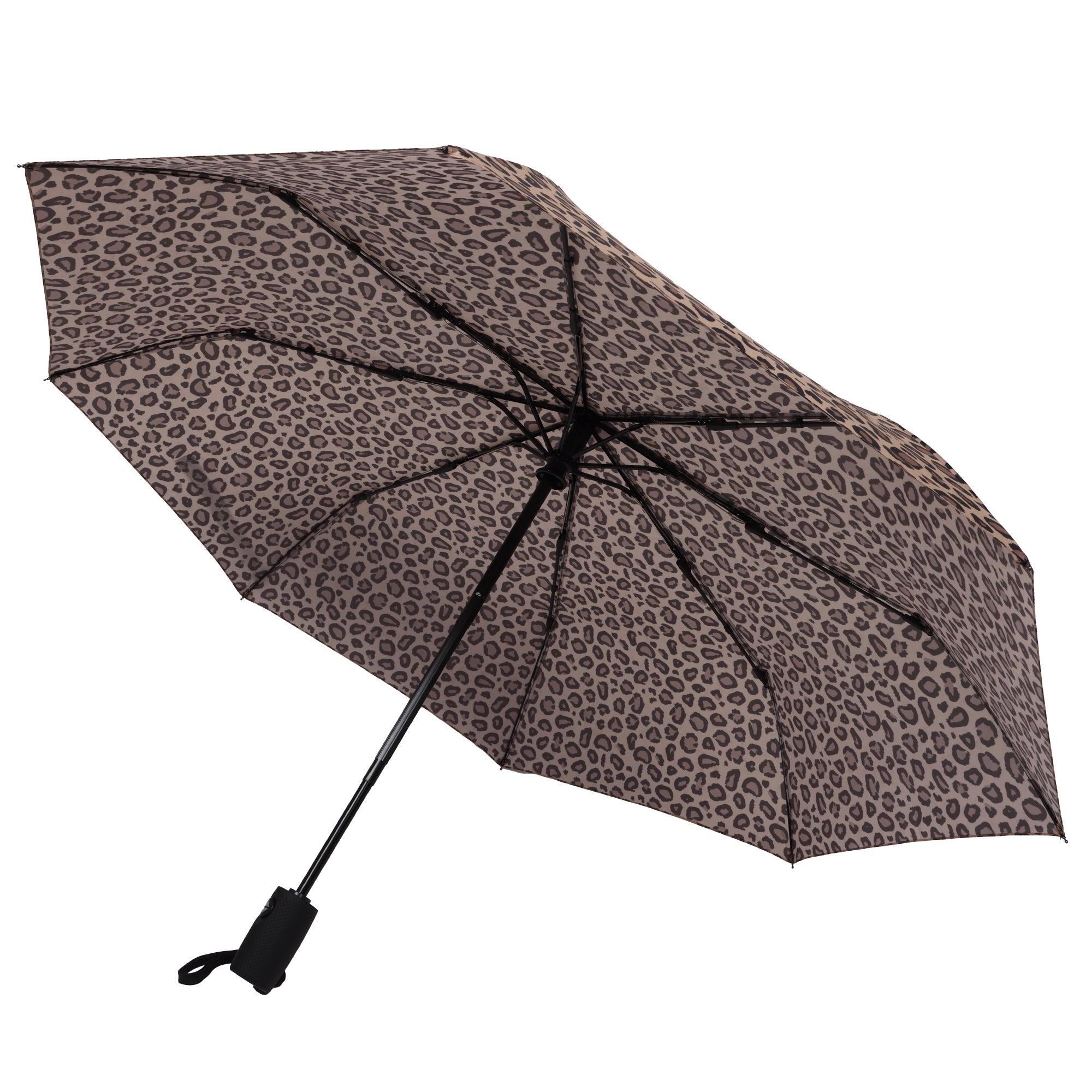 C & C California Leopard Printed Compact Umbrella With Automatic Open/close