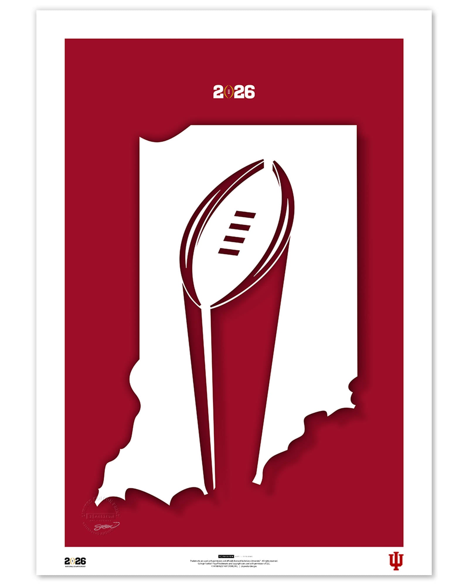 C Minimalist College Football Champions 2025 Limited Edition Art Print (Indiana)