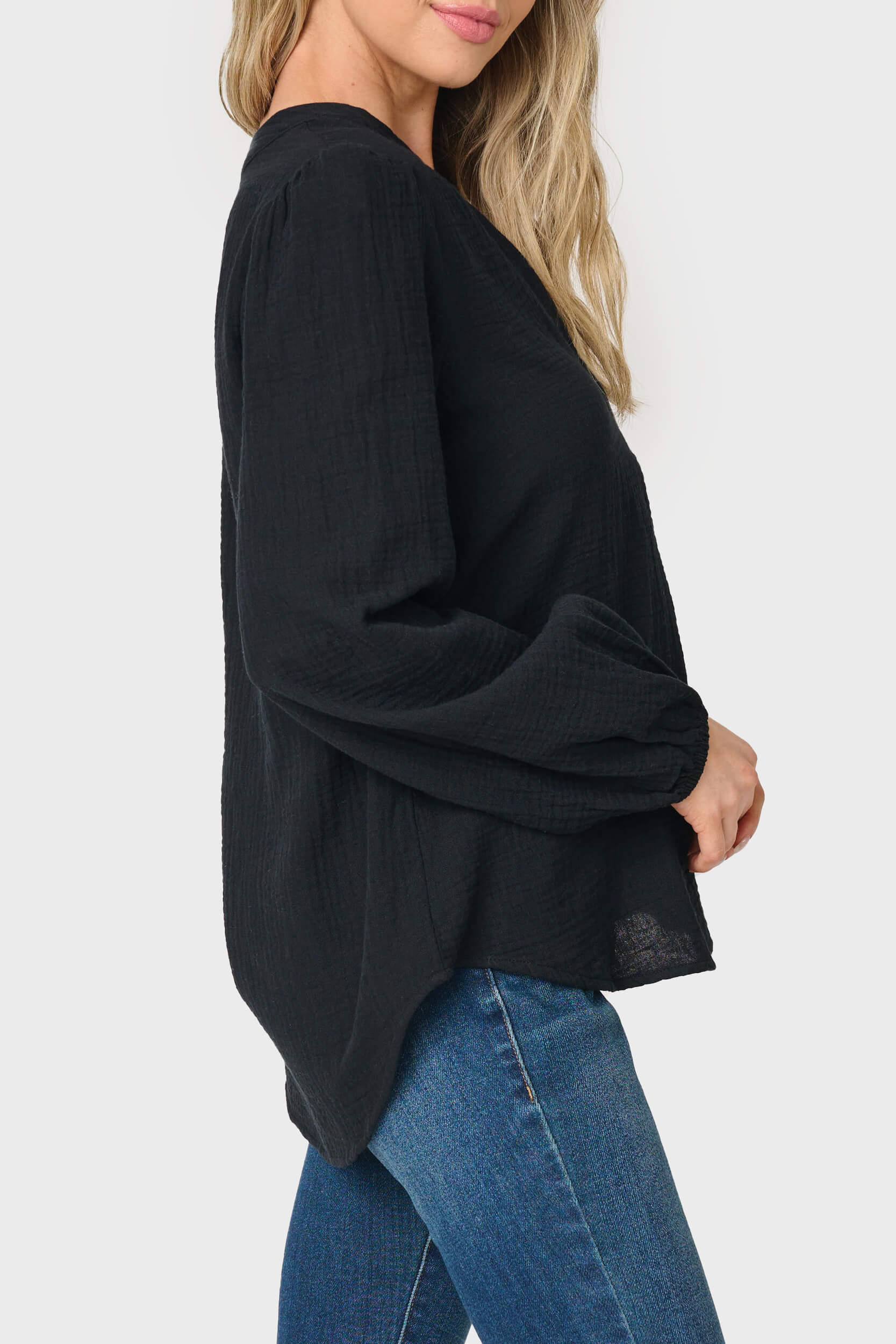 Meadow Bracelet Sleeve V-neck Gauze Top