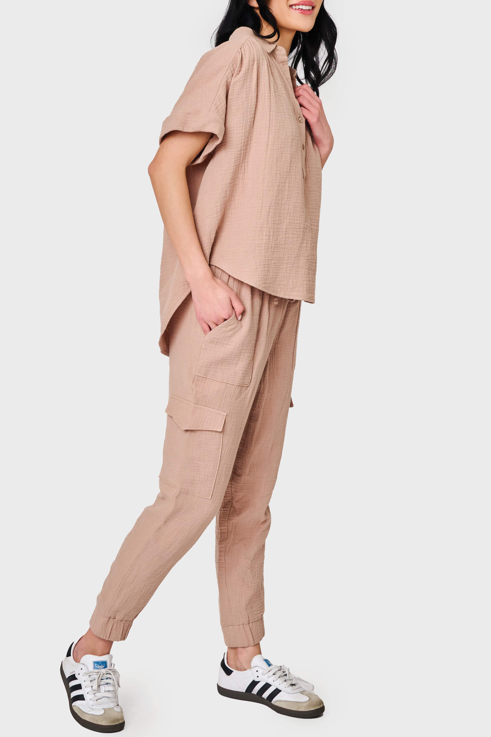All Day Henley Cotton Gauze Top