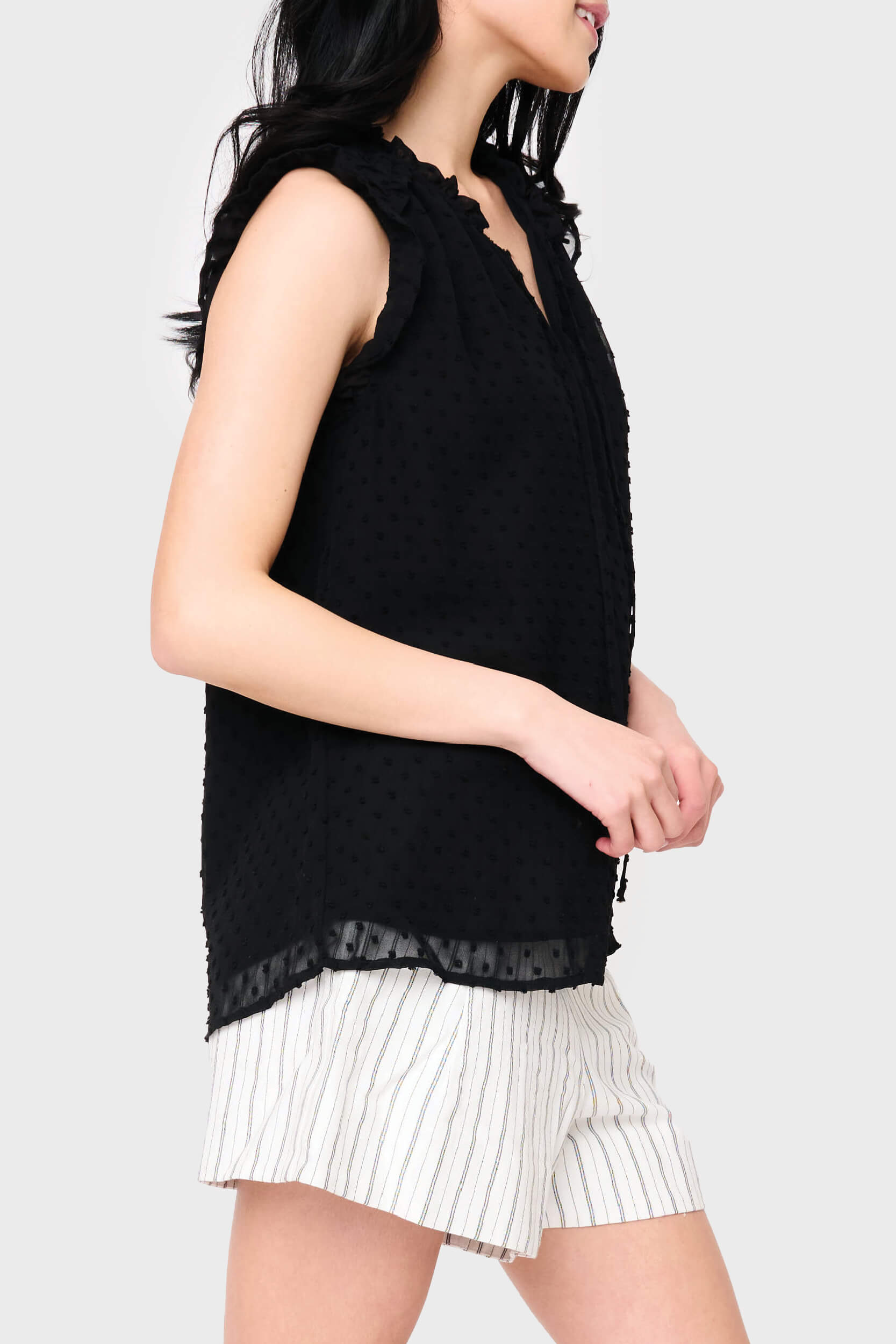 Ruffle Trimmed V-neck Blouse