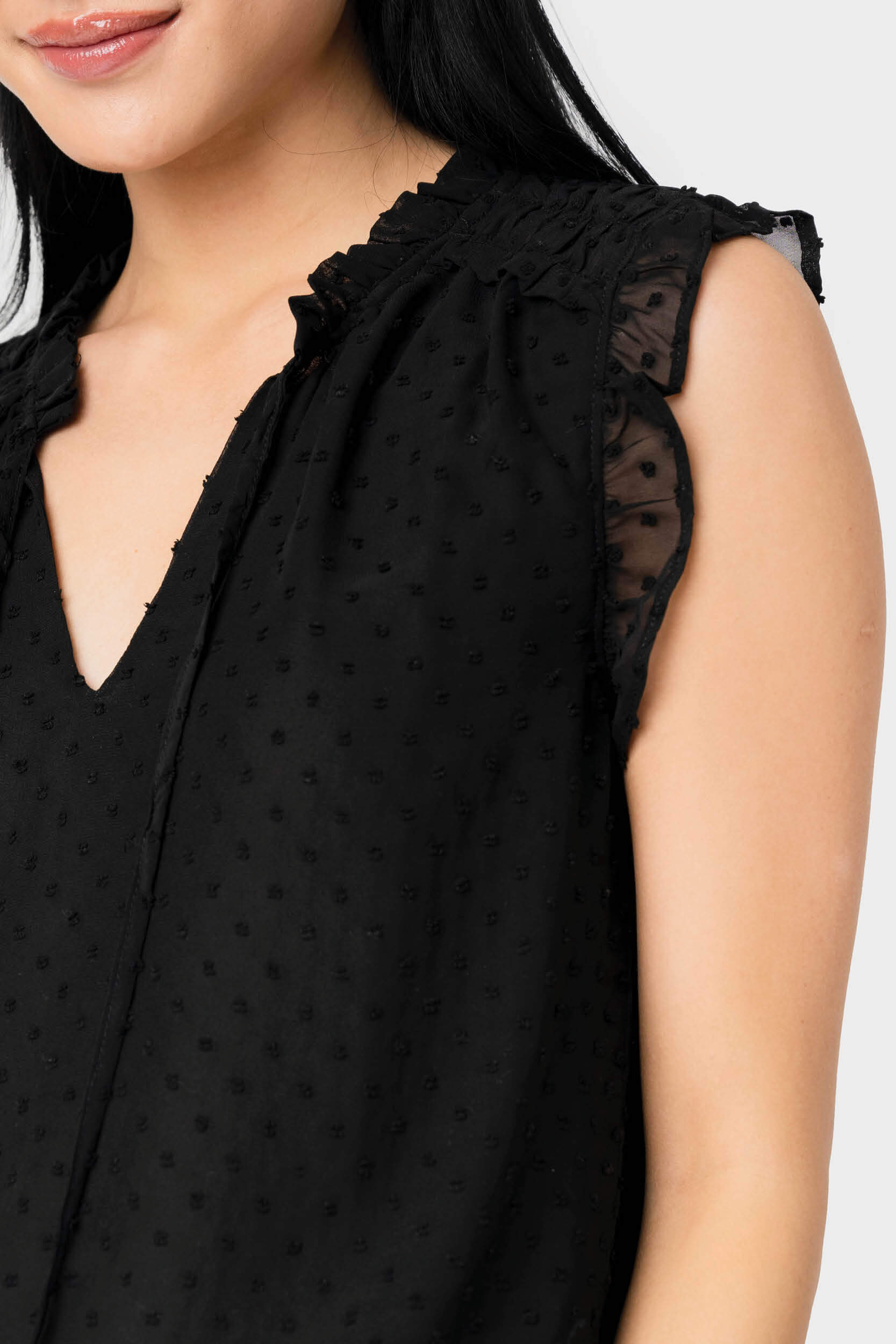 Ruffle Trimmed V-neck Blouse