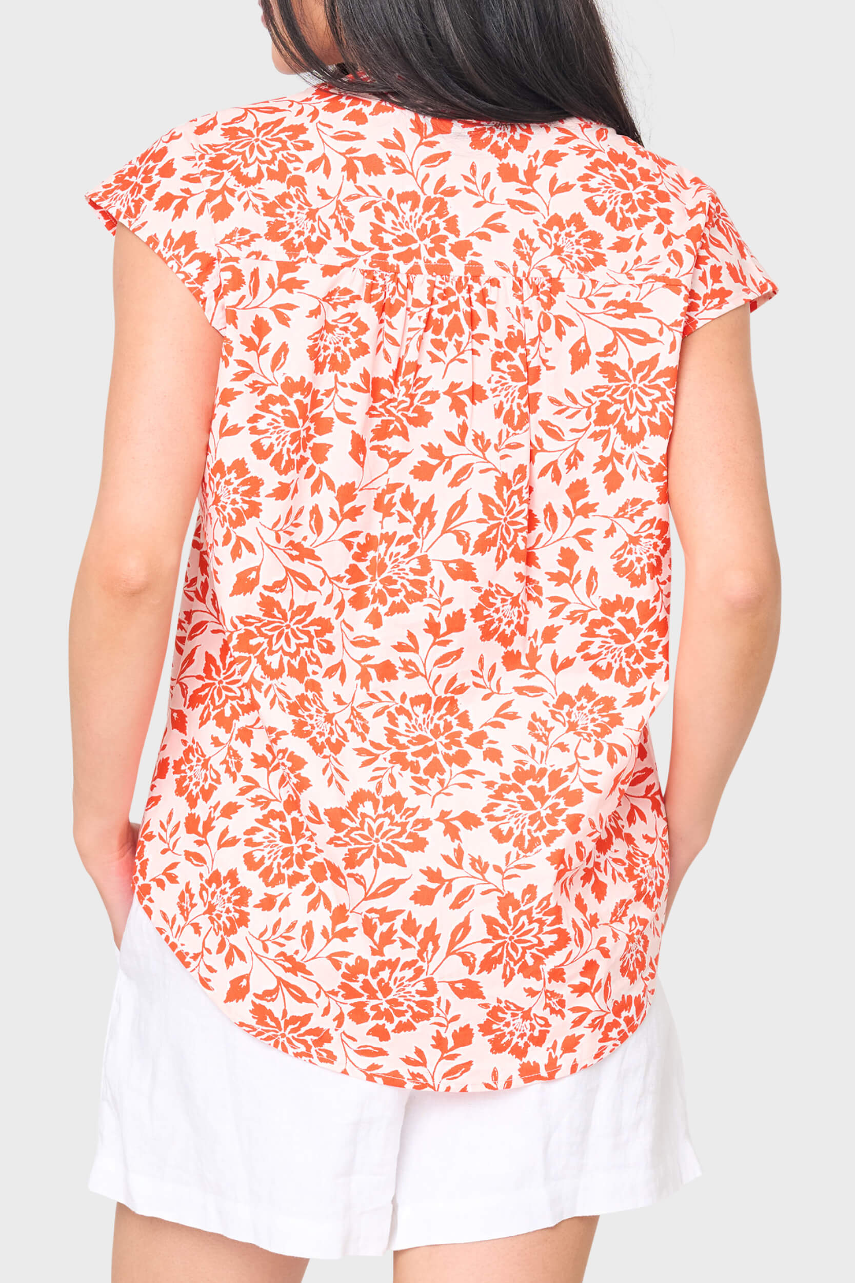 Cap Sleeve Notch Neck Blouse