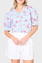 Iris Ruffle Front Button Down Top